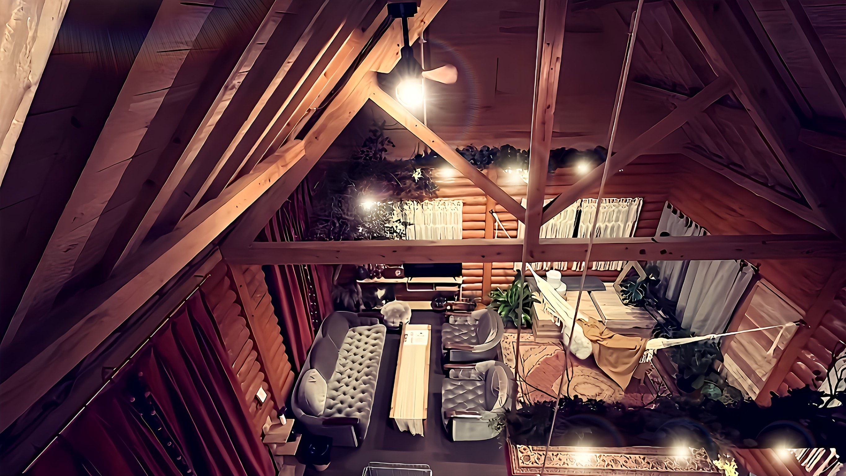 Looking down from the second floor to the first floor?