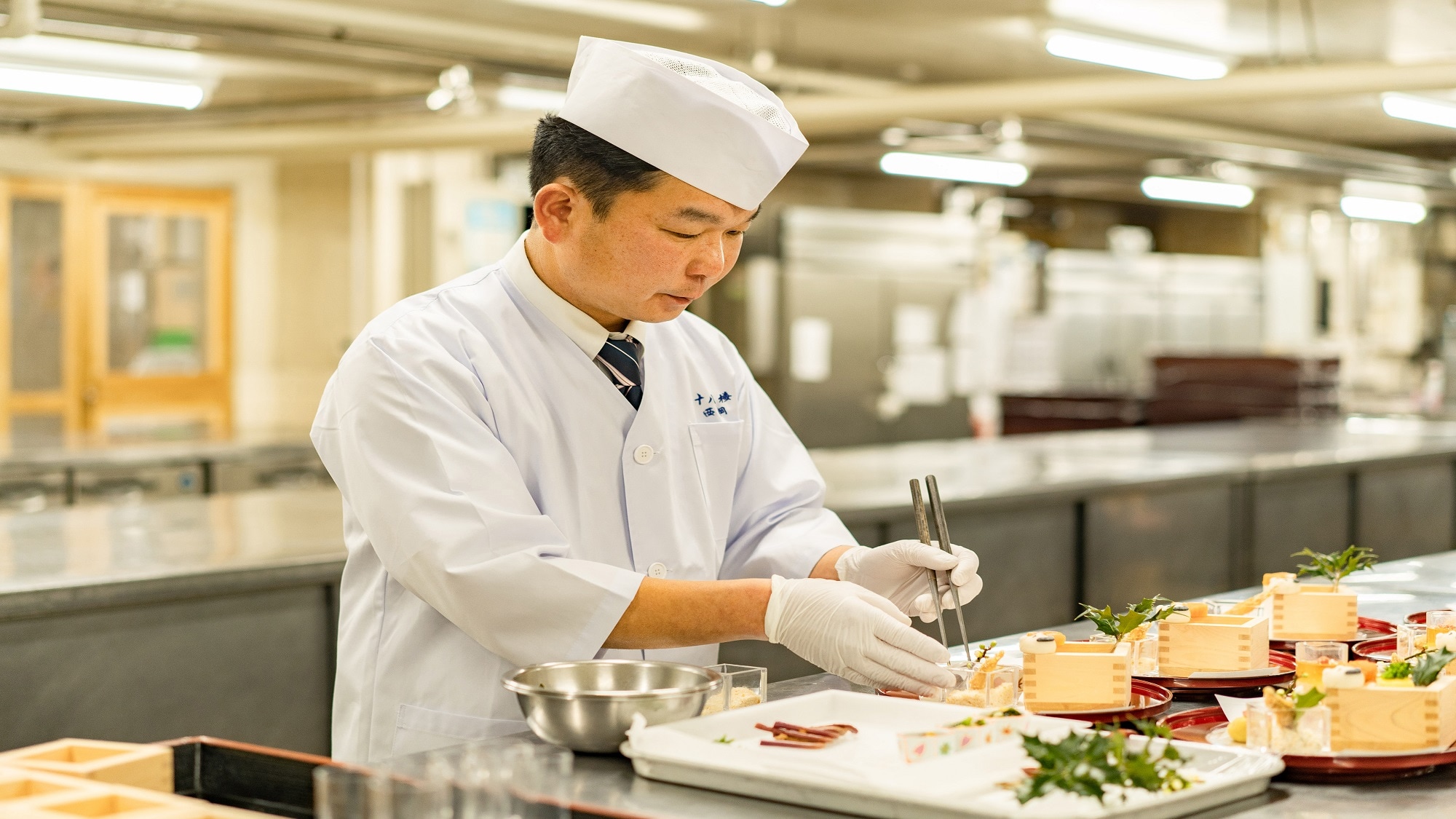 Head chef plating the food