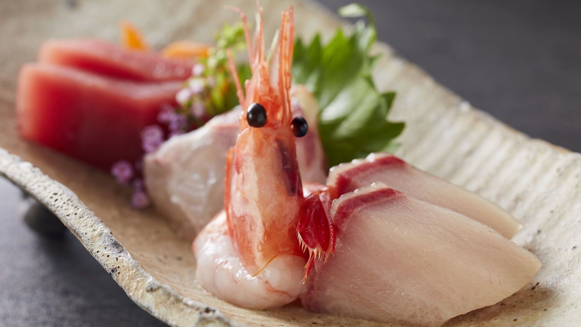 [Menu Kaiseki Spesial] Musim Dingin (Desember 2026 - Februari 2027) Sashimi: Ikan Kakap, Tuna Sirip Biru, Ikan Ekor Kuning, Udang Manis