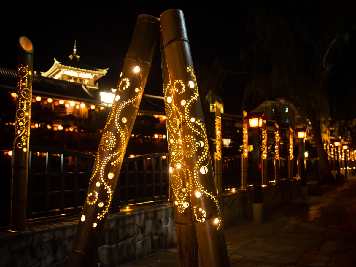 松川散步道：竹燈籠