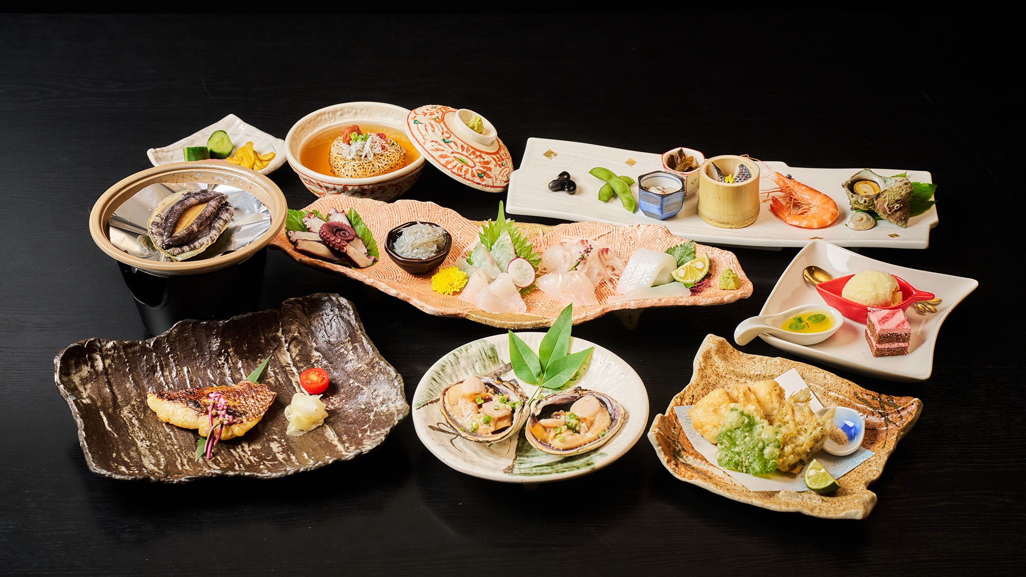 • [Standard Plan - Example] This is a standard dinner where you can enjoy seasonal seafood in a variety of dishes.