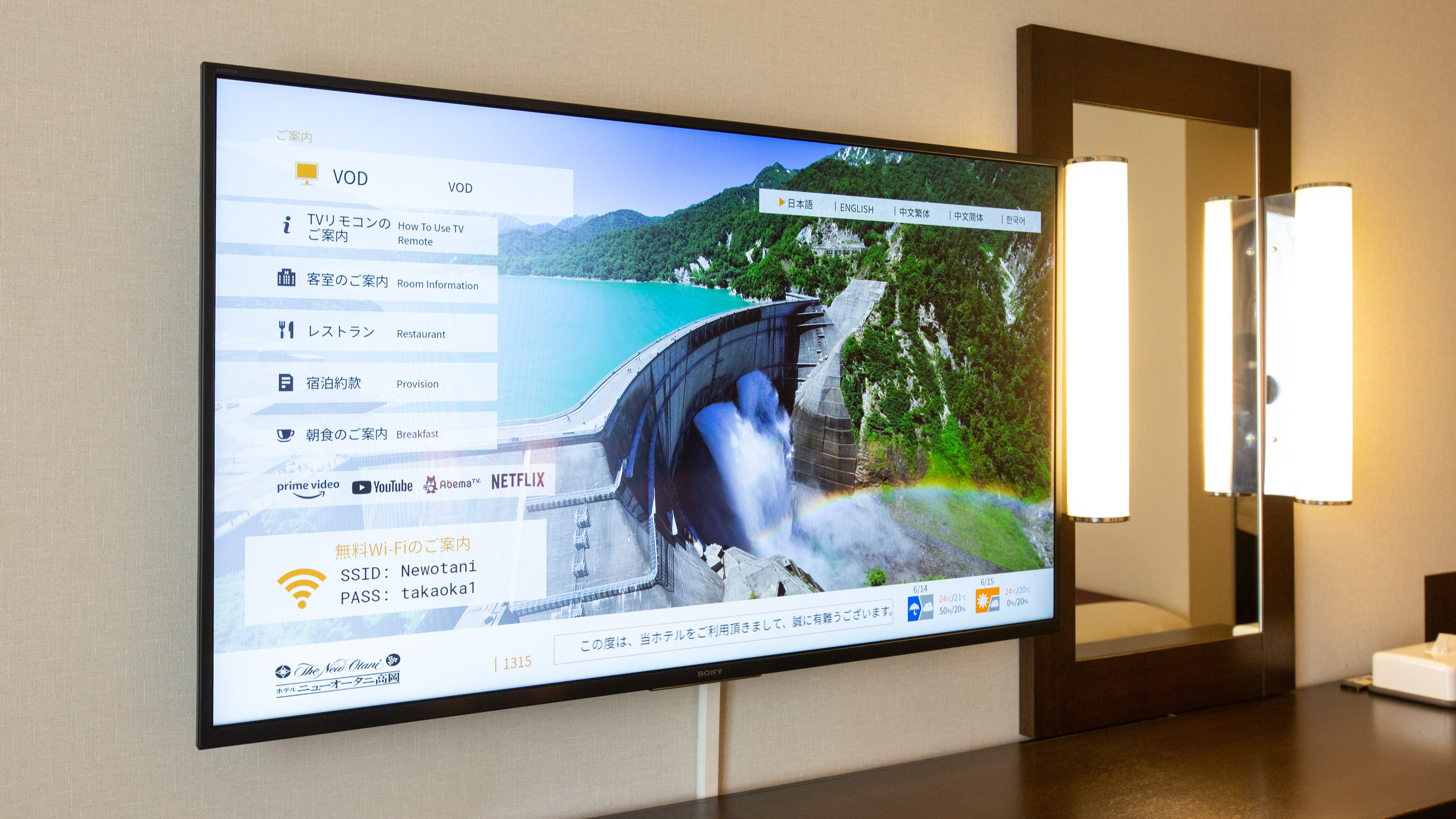 Room wall mounted TV
