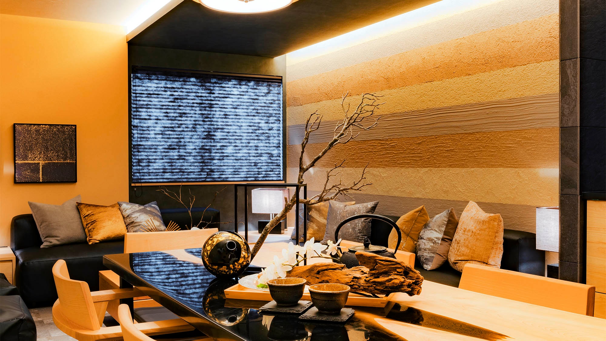 ・ Sophisticated design dining table with a modern and Japanese appearance