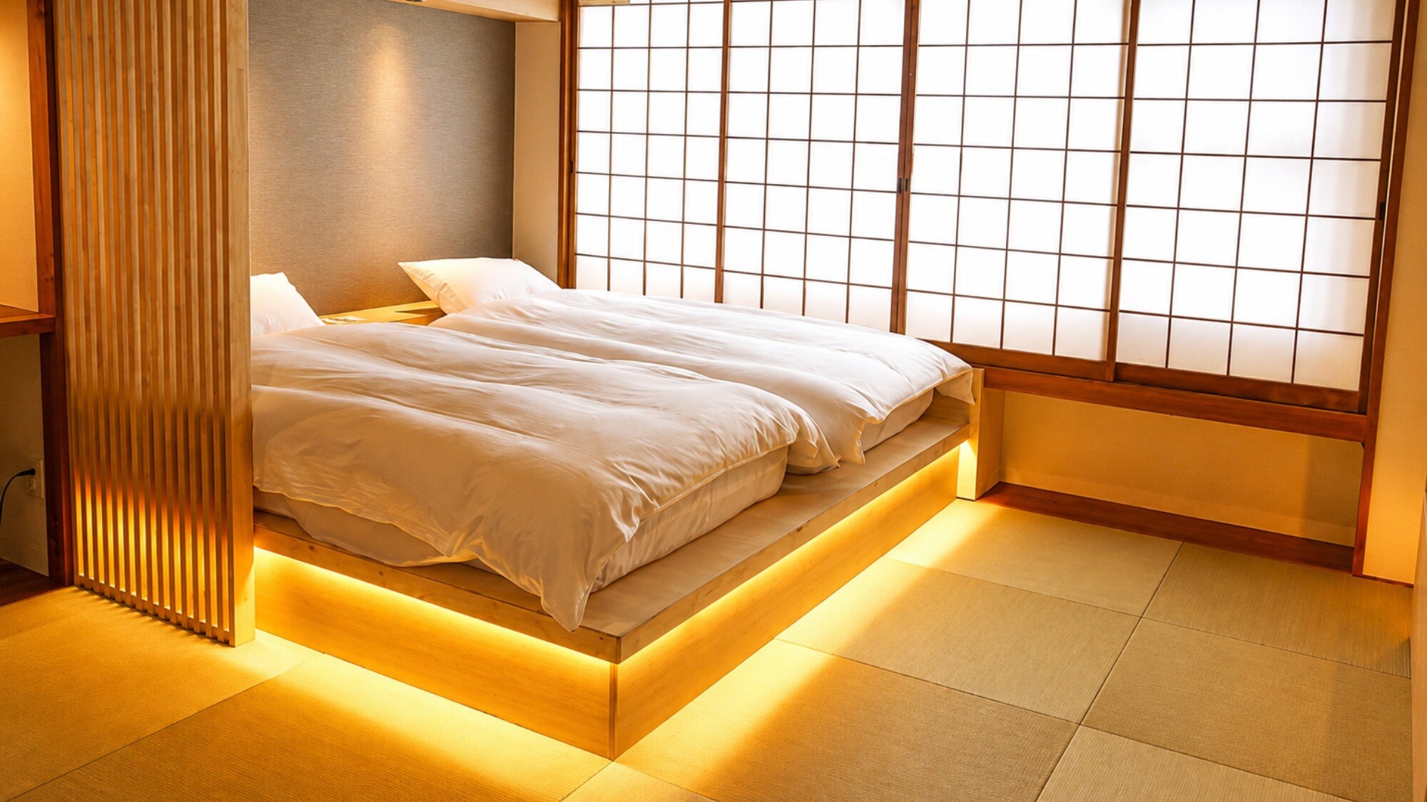 Relax in a spacious and comfortable Japanese-modern guest room.