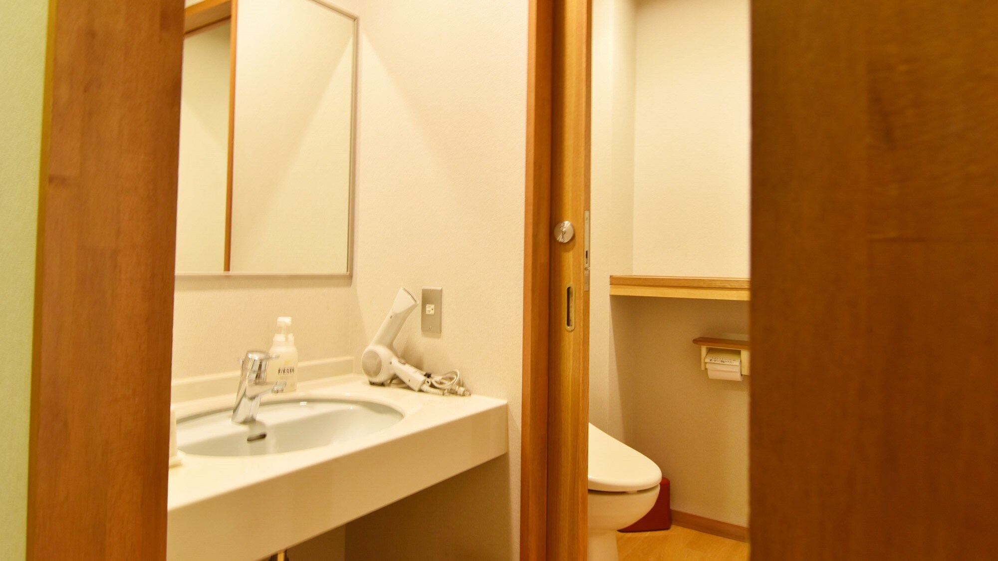 *[Example of guest room: Twin Western-style room with toilet] Equipped with a washbasin and a Western-style toilet.
