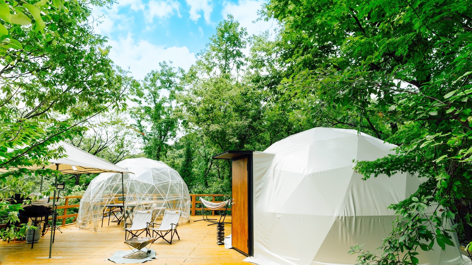 [Maximum 4 people] ②5m dome tent with open-air bath