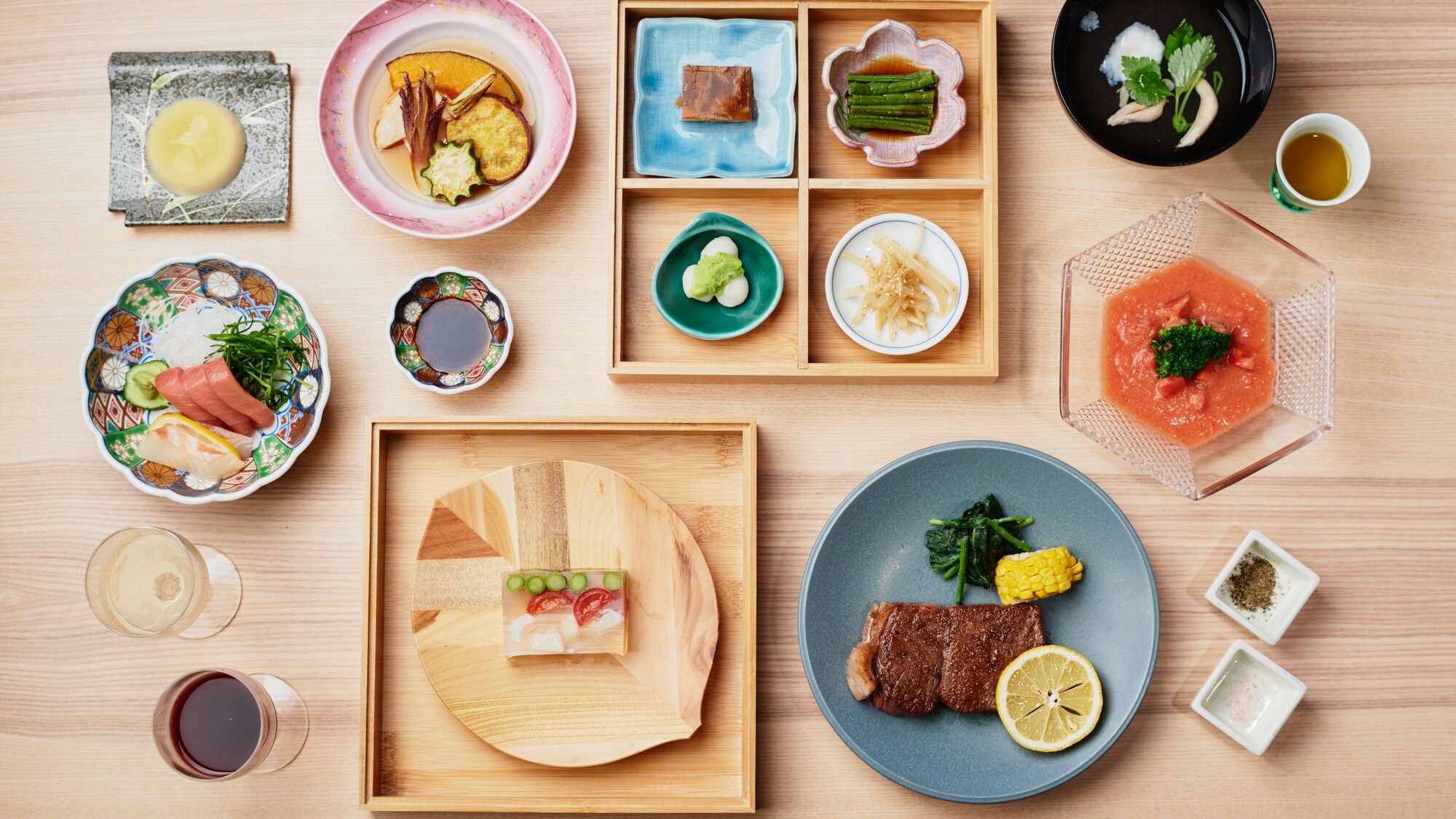 [Sato no Kiwa Kaiseki] Setiap hidangan disiapkan dengan hati-hati. Fokusnya adalah pada bahan-bahan musiman dan lokal.