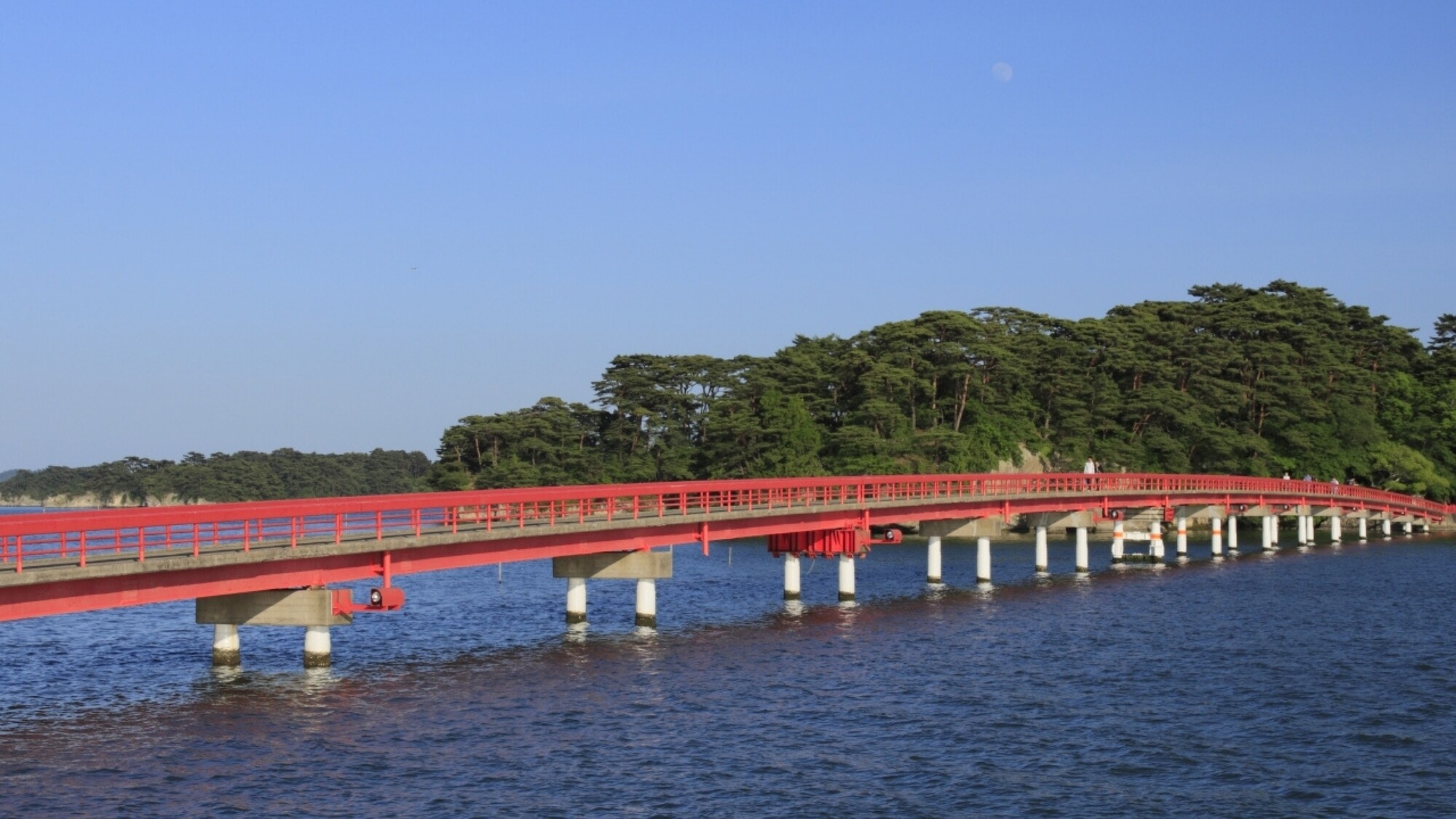 【후쿠우라 다리】 252m 주홍색 다리 「만남의 다리」 다리 앞에는 현립 자연 공원 「후쿠우라시마」가 있습니다