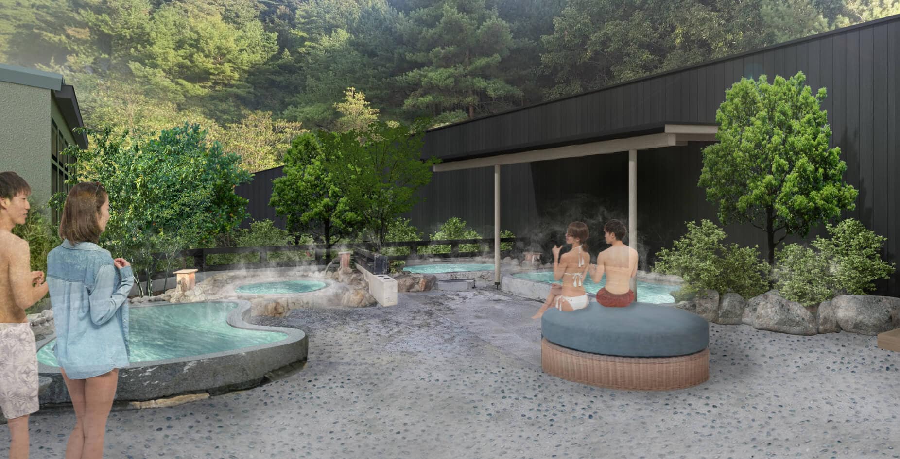 [Spa area] (From April 24, 2025) Enjoy a variety of relaxation experiences, including the open-air bath in the Bade Zone, the heated pool, and the bedrock bath.