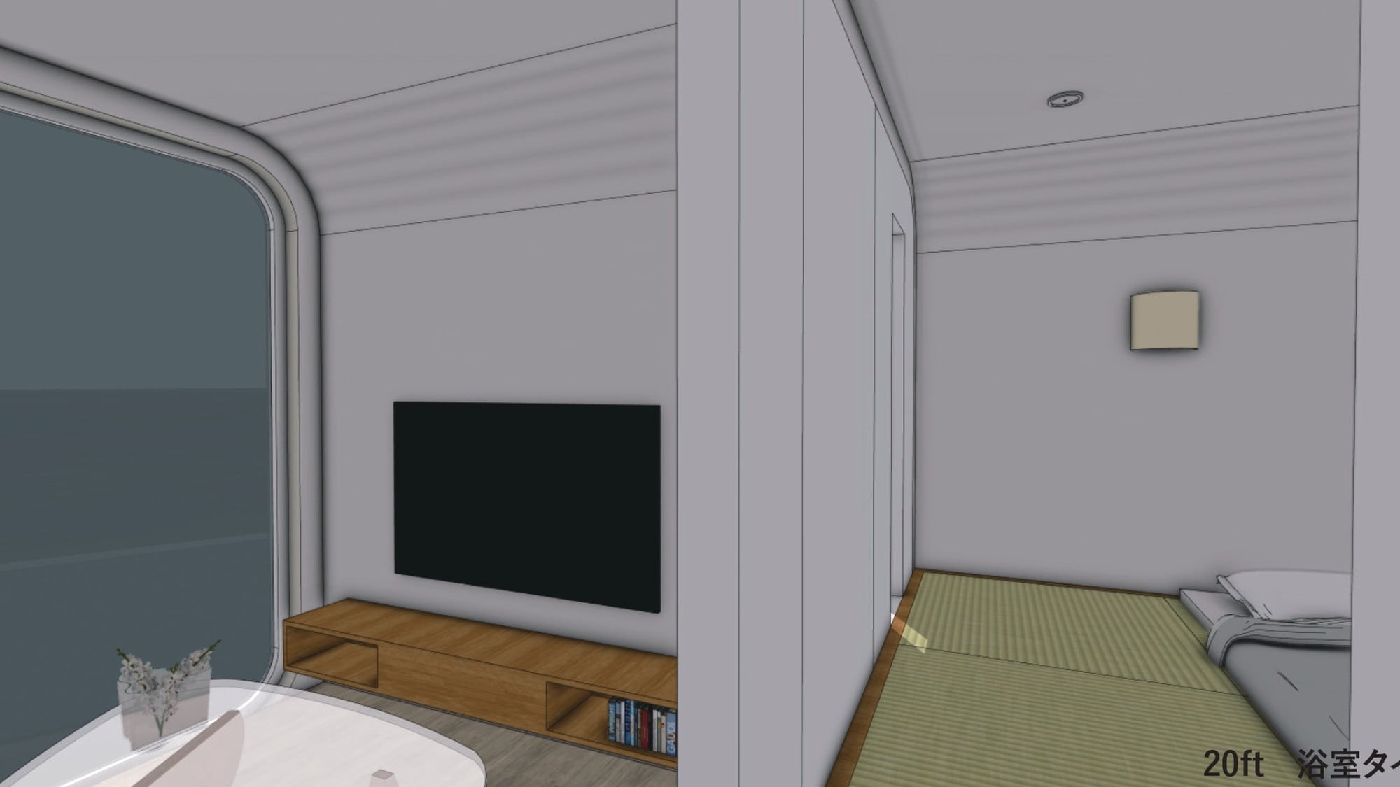 Ocean view | Trailer N03 / Simmons single x 2 *Perspective image