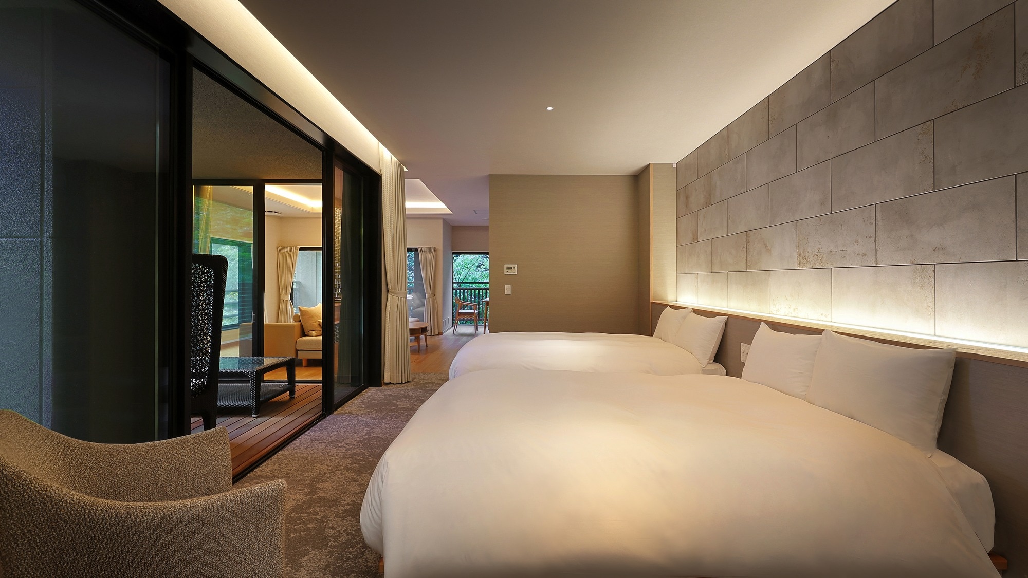 [Ten] Western-style room with cypress open-air bath (Bettei Mizukian)