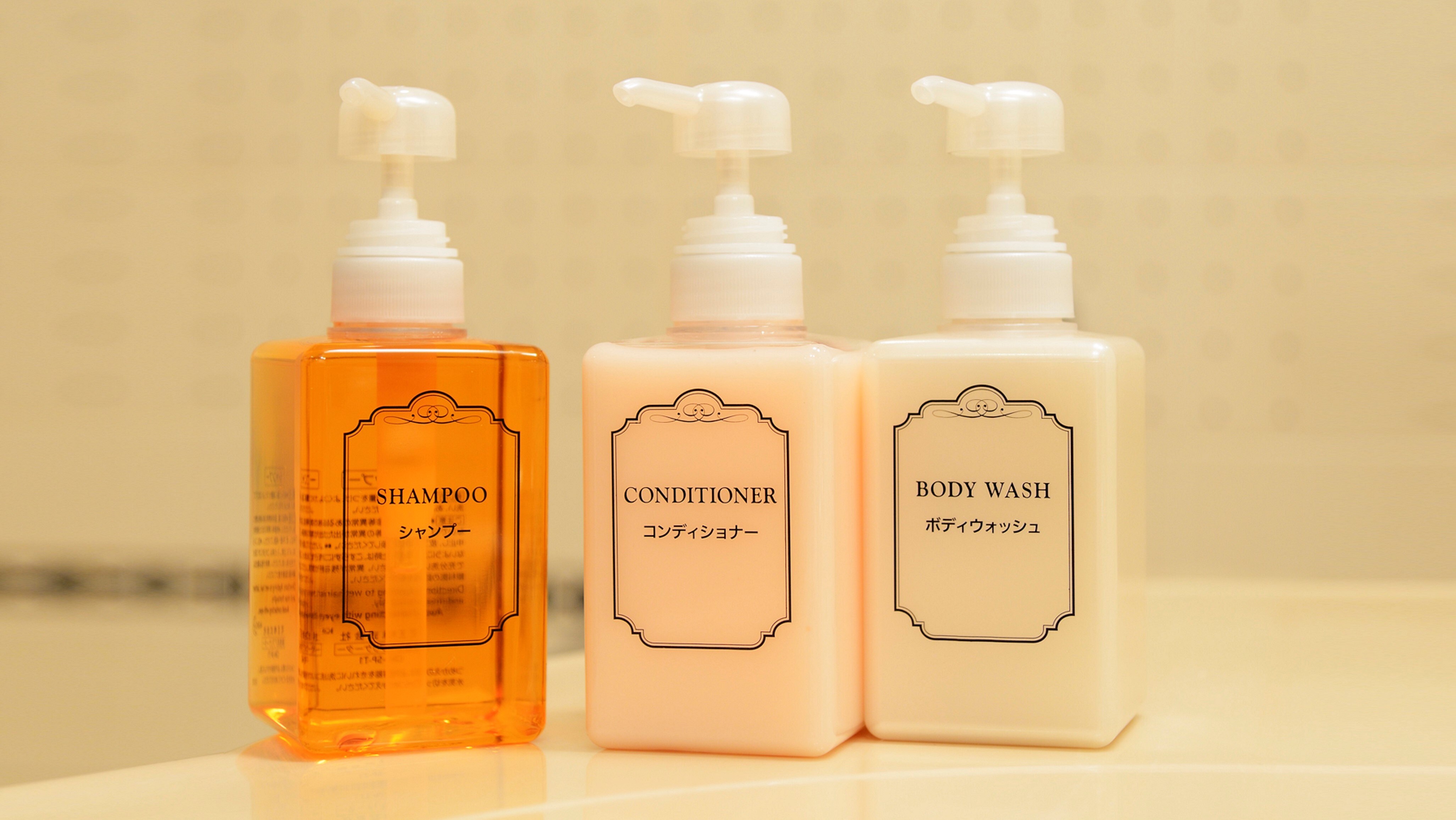 Standard floor shampoo, conditioner, body soap