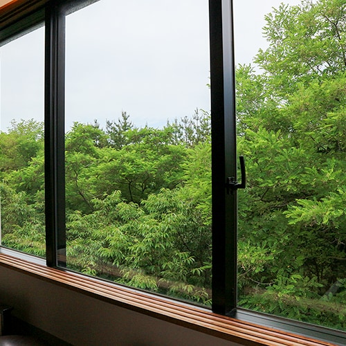 * [Forest side, Japanese-style room 10 tatami mats / view] There is no view because the trees are overgrown.