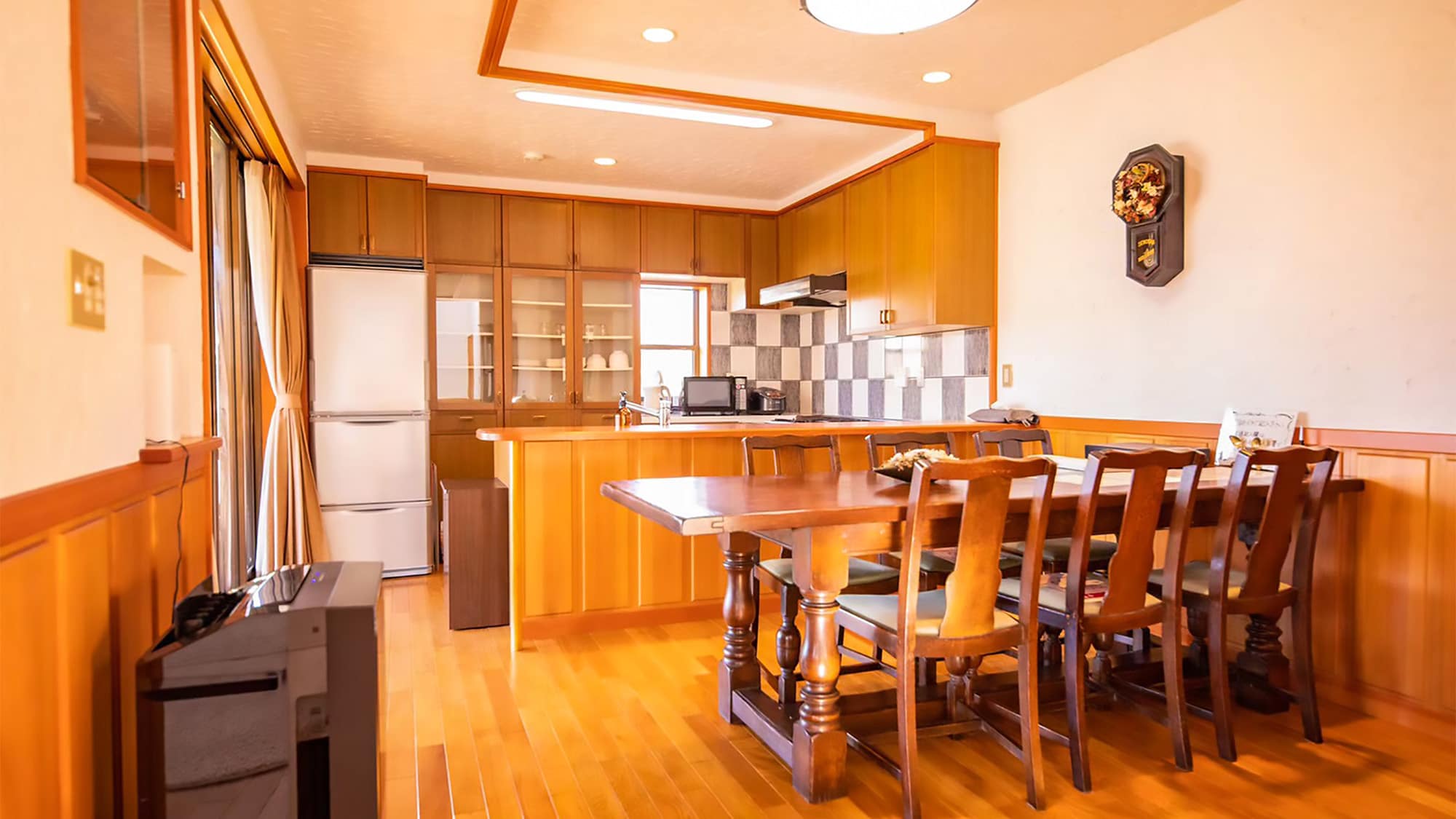 There is a spacious dining room.