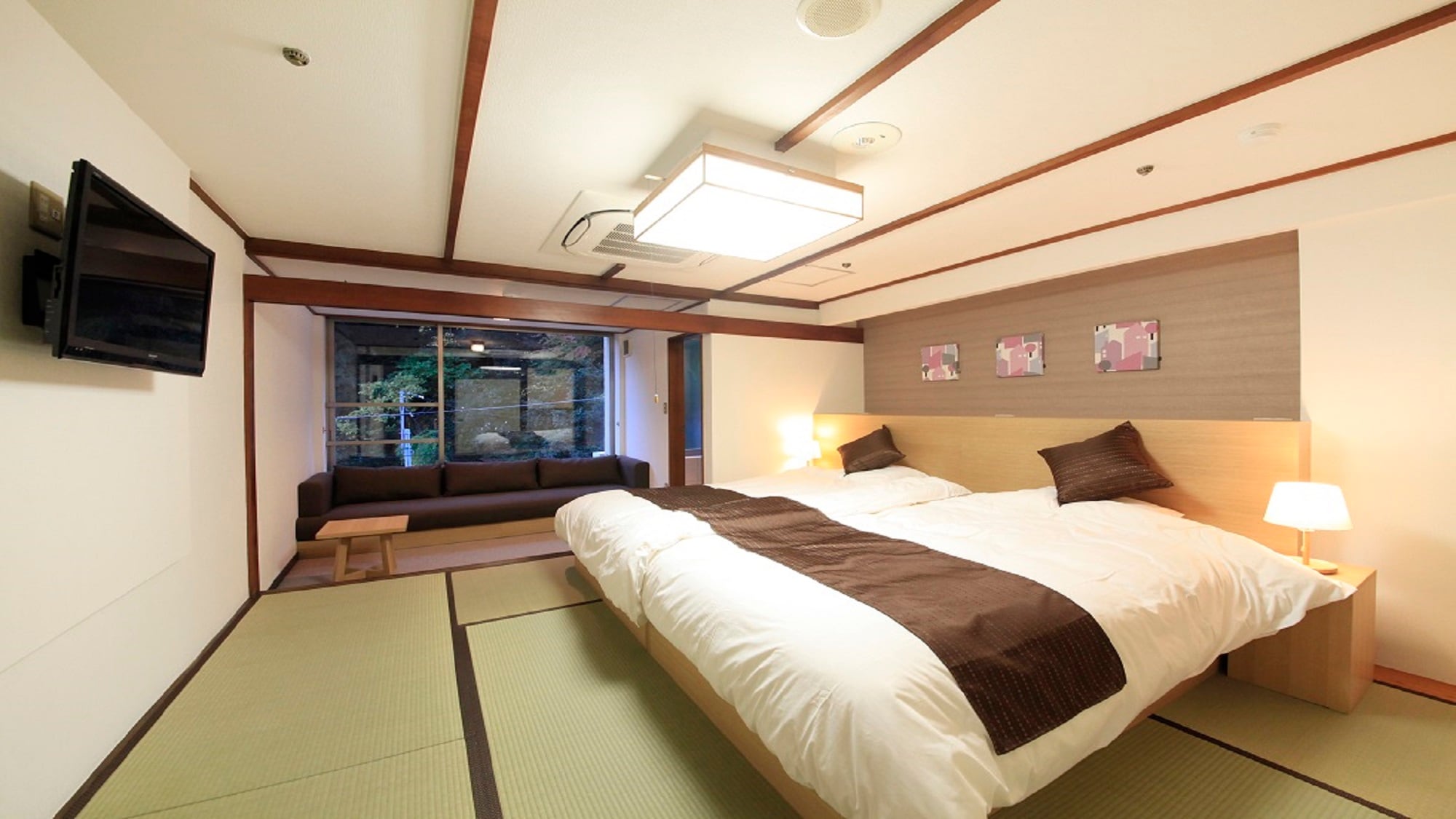 日式現代雙床房範例，配有淋浴間和衛生間（無浴缸）（禁煙）