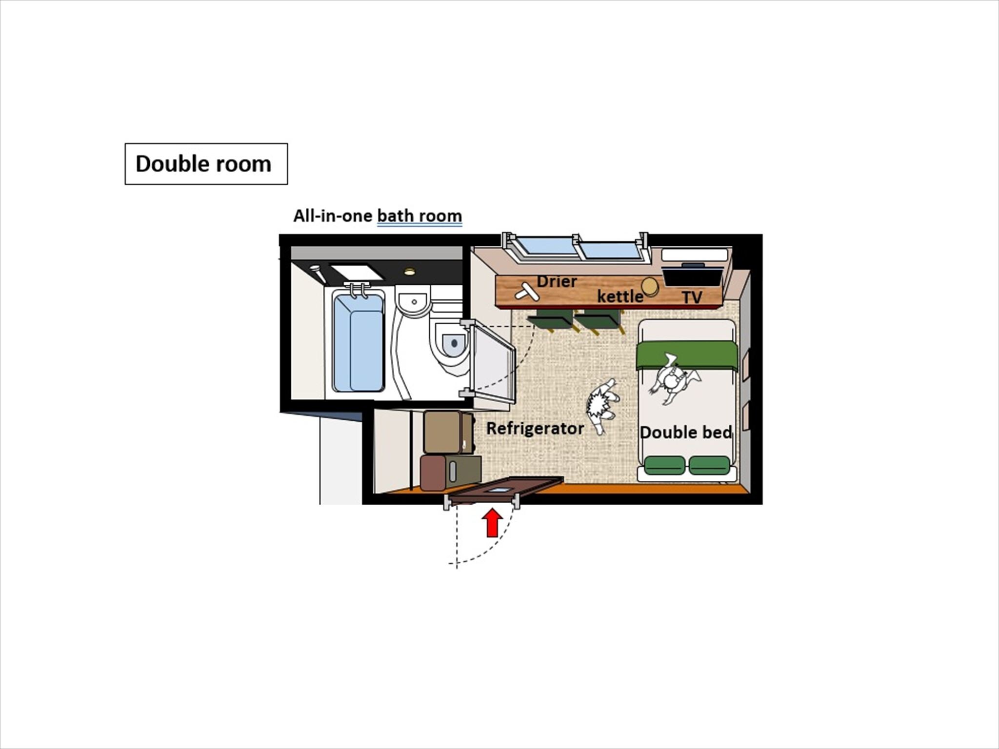 Double room/Non-smoking (7 square meters),