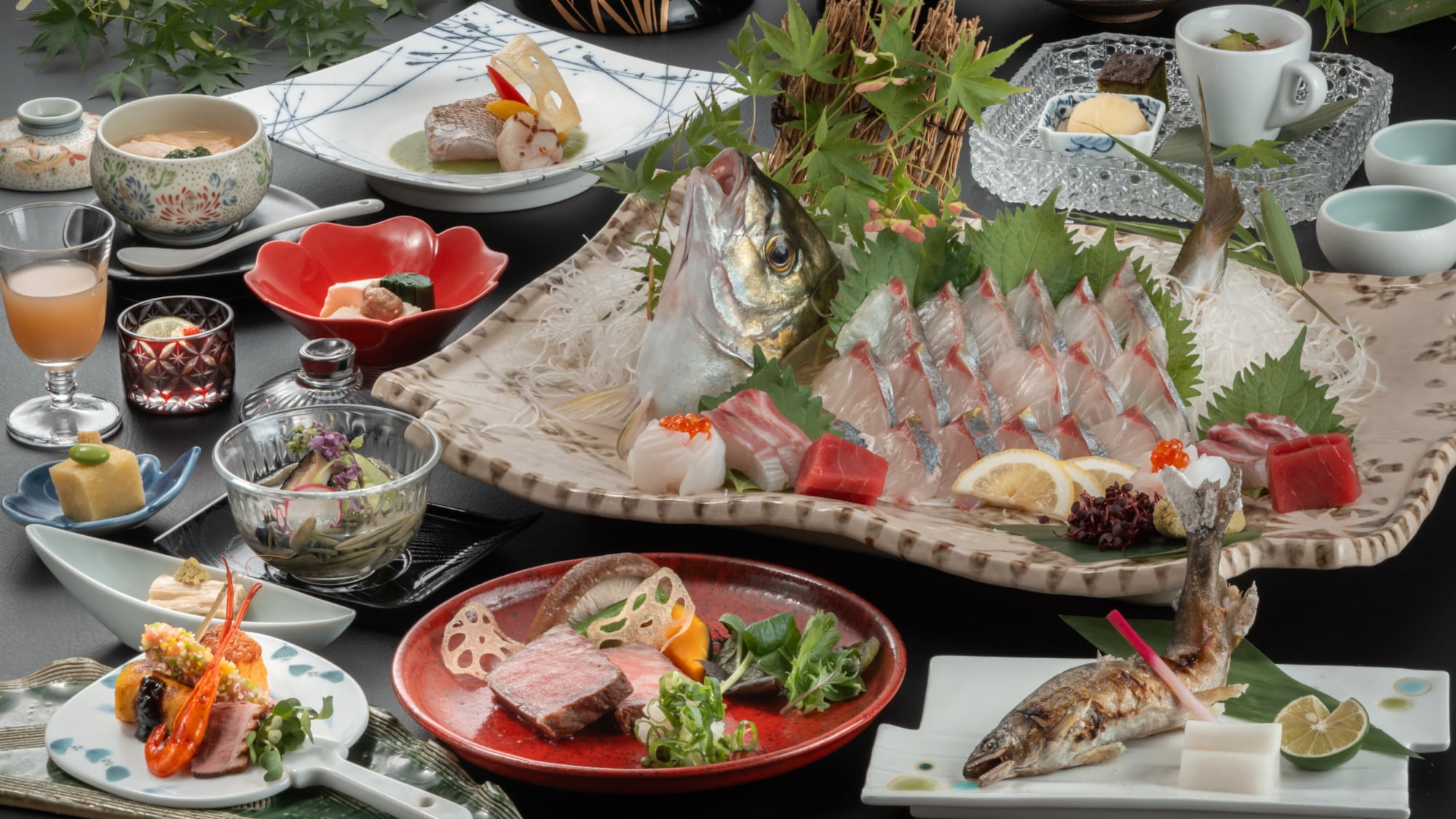 Yu Kaiseki (Summer 2025) Upgraded Course! Whole striped horse mackerel sashimi x grilled sweetfish with salt x Japanese black beef steak