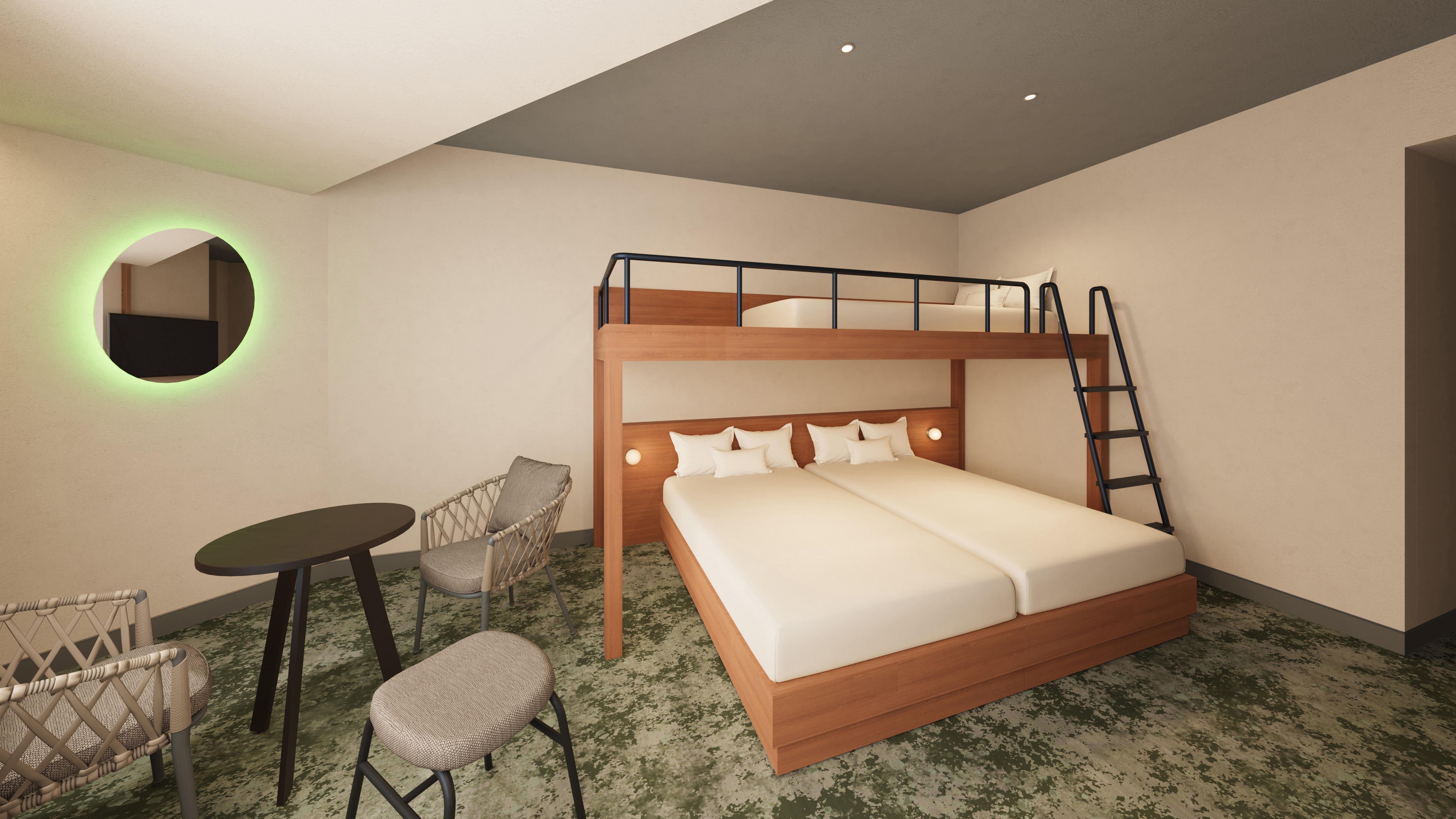 [Superior Triple Bunk] A triple room with two beds and one bunk bed, allowing three people to stay comfortably.