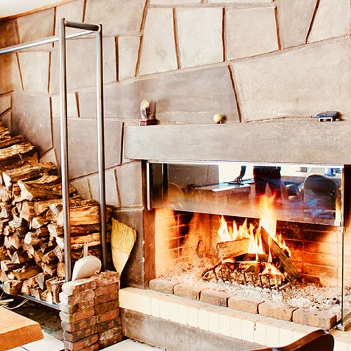 -Fireplace where you can hear the firewood burning