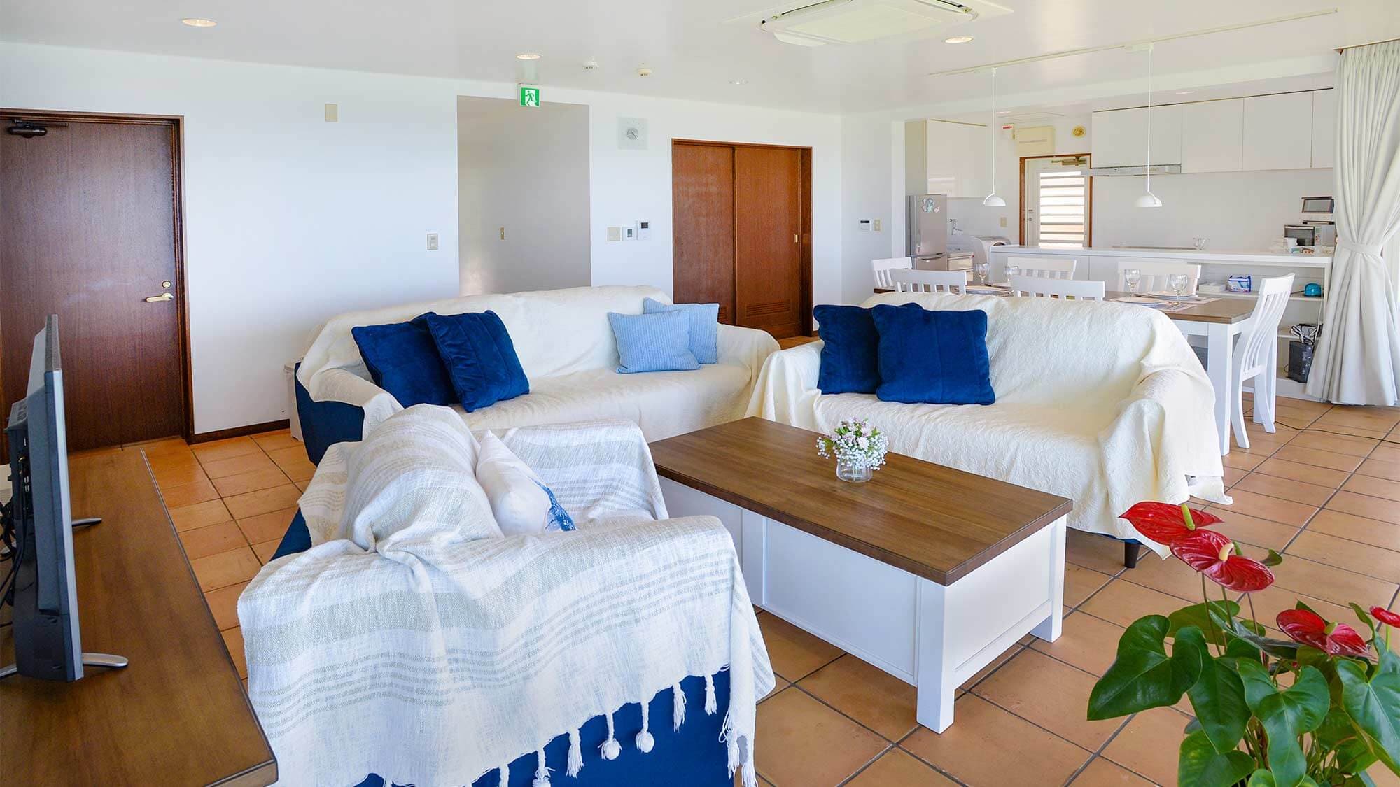 It's a spacious and open living room.