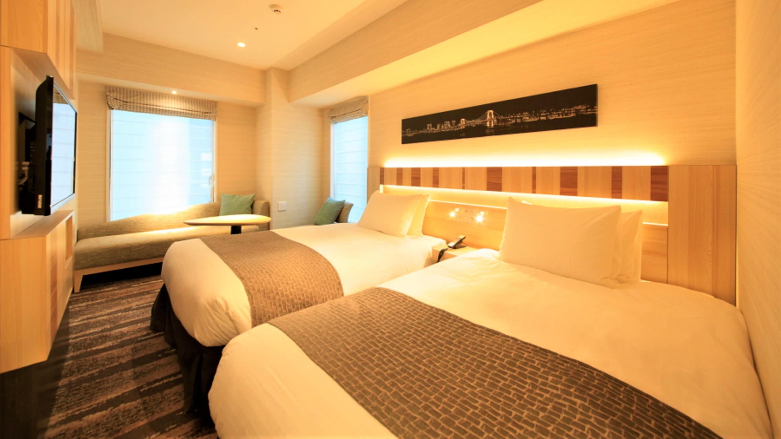 高级双床房120cm床宽和沙发有魅力