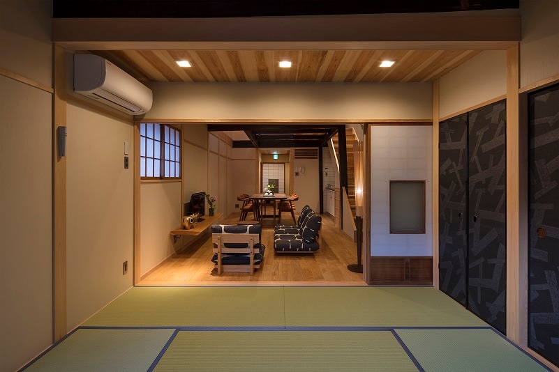 Inside the building.