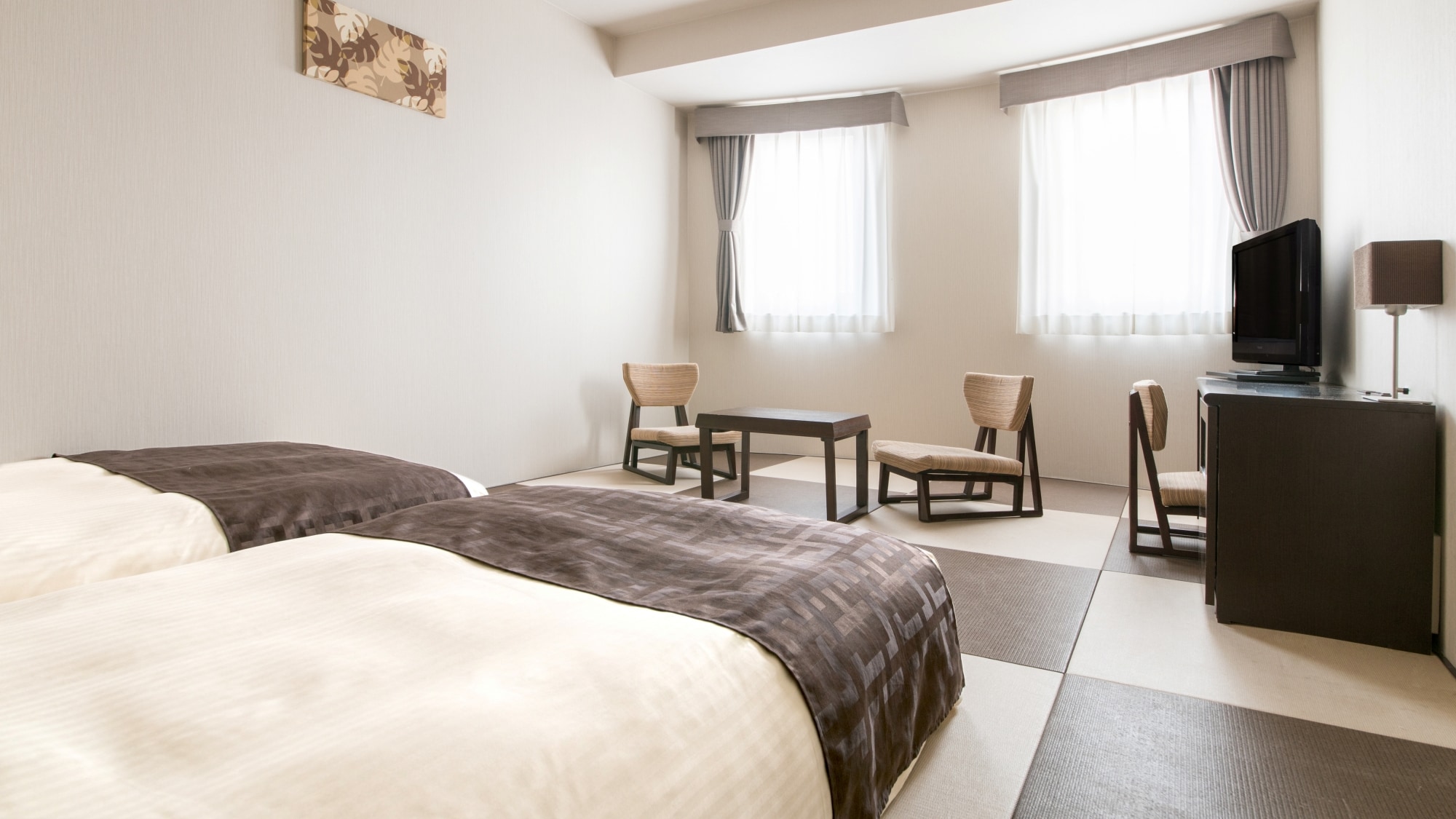 [Japanese modern room] 20 sqm / low bed & times; 2 units + 2 futons