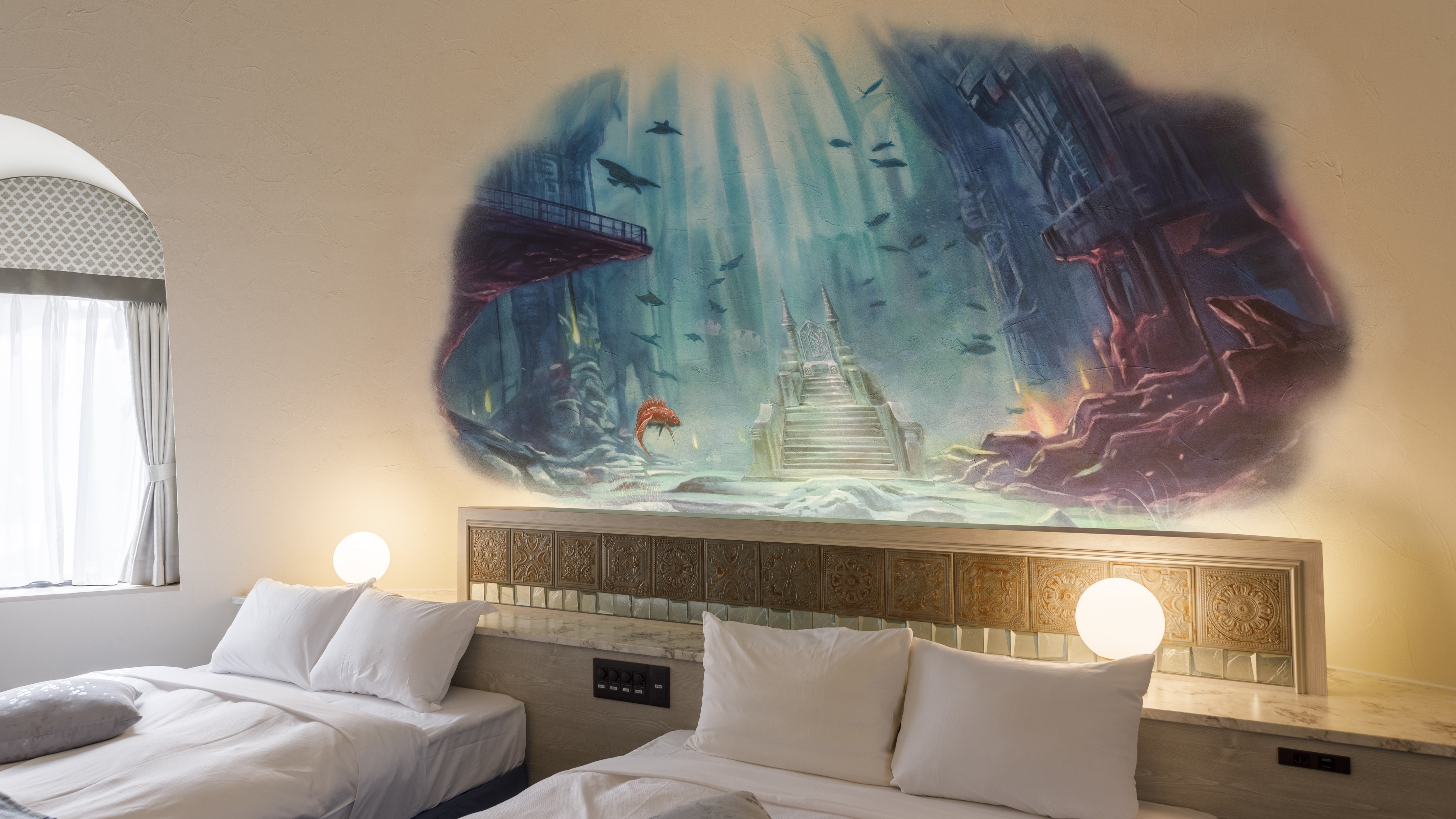 [Village 8] Each room has a different mural that combines nature and fantasy.