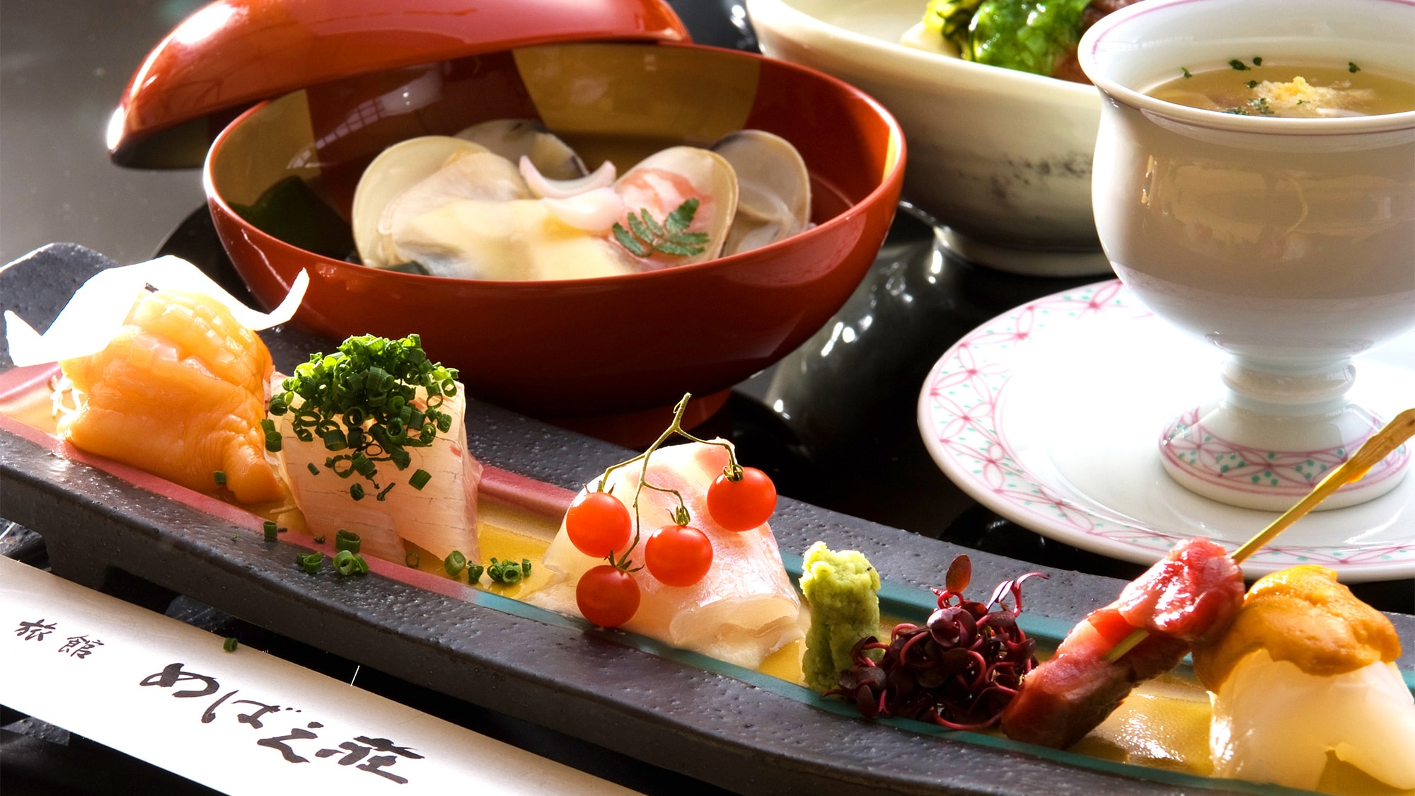 An example of creative kaiseki cuisine made with seasonal ingredients from Yufuin