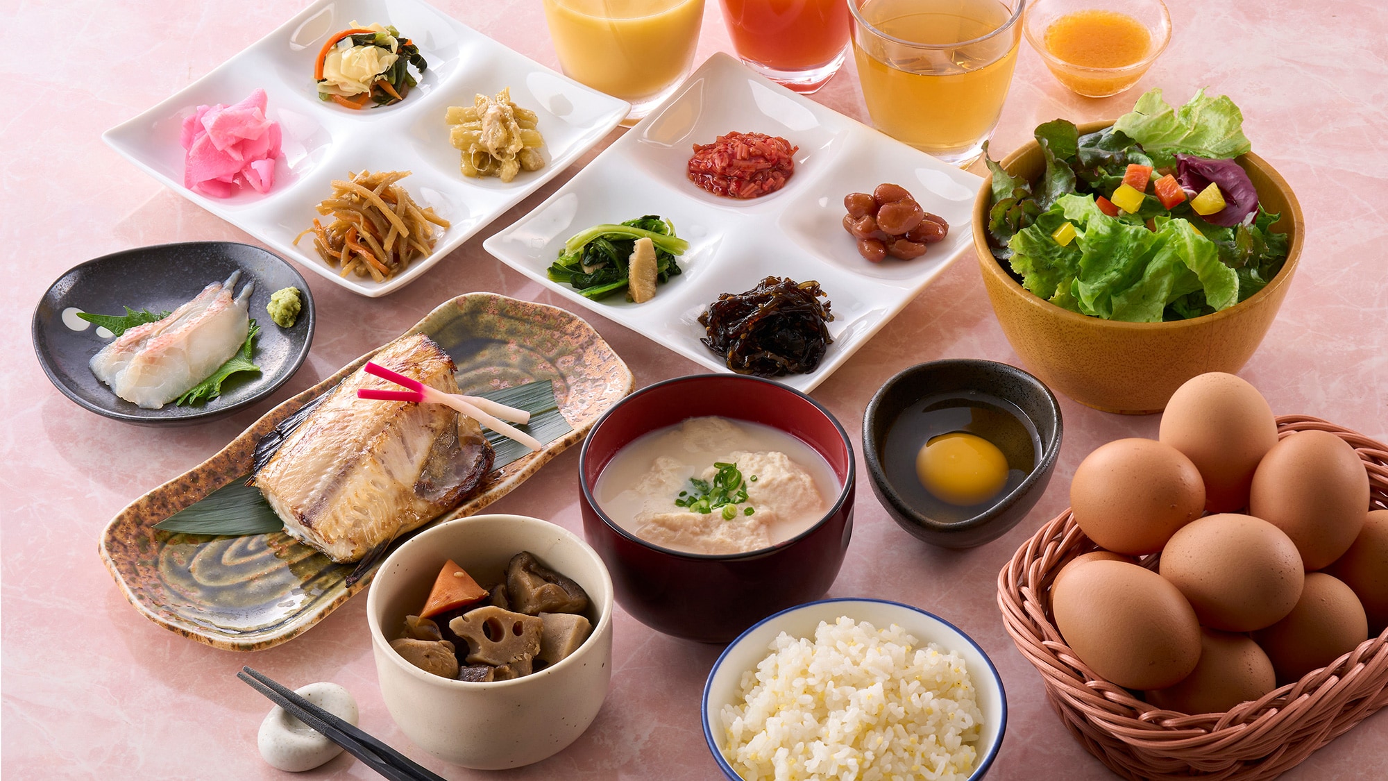 [Breakfast example] A healthy Japanese meal including our specialty, the melt-in-your-mouth "hot spring tofu"