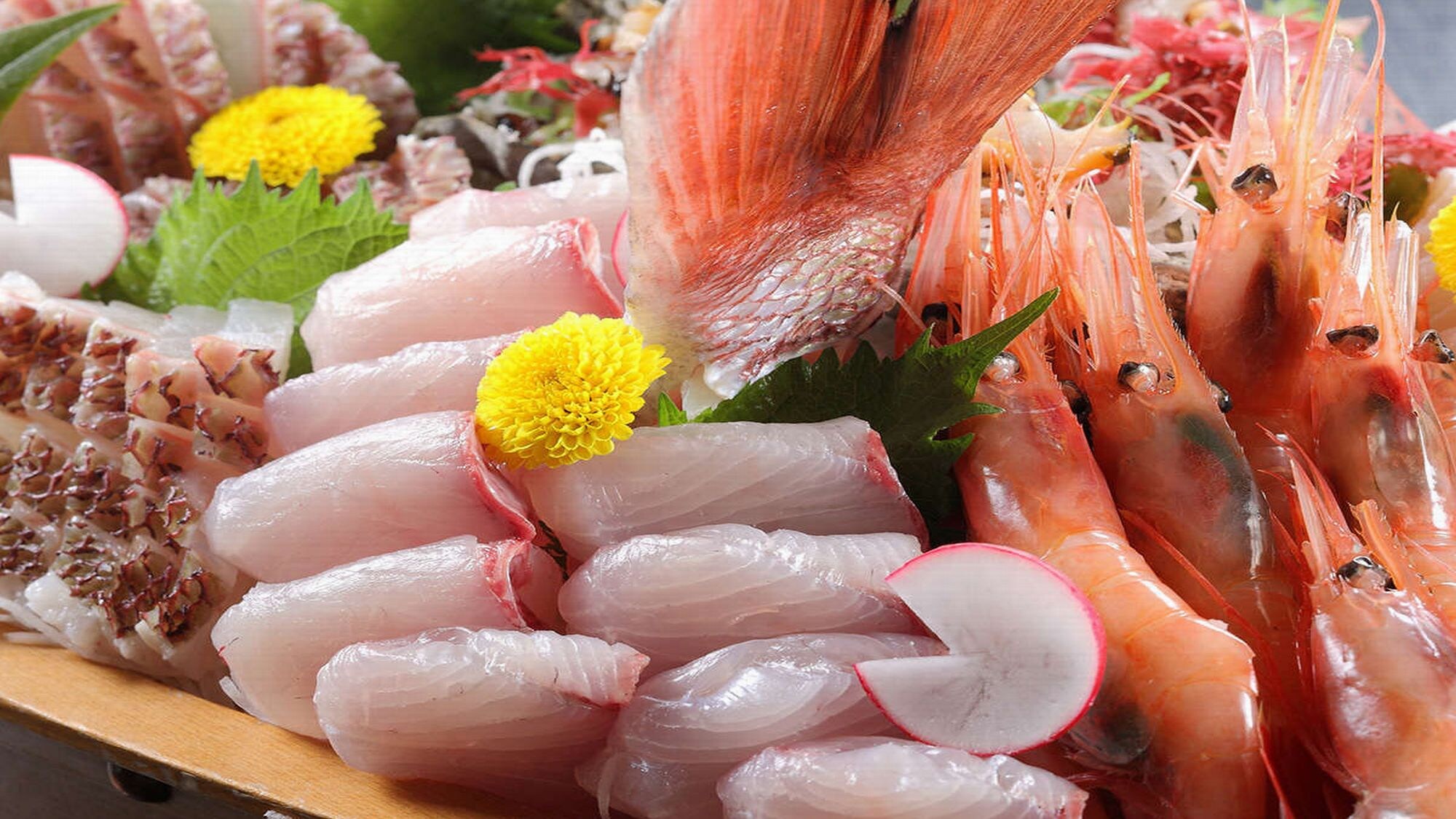 Sea bream, sweet shrimp, and sea bream, sea bream assortment of seasonal fish! *The photo is for 5 people.