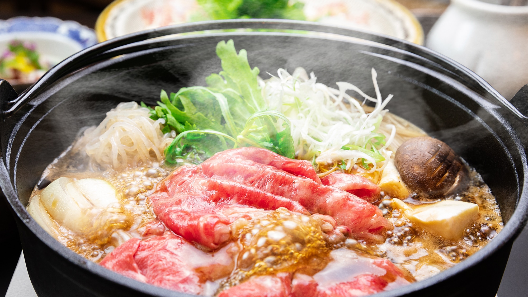 Carefully selected Japanese beef sukiyaki set meal