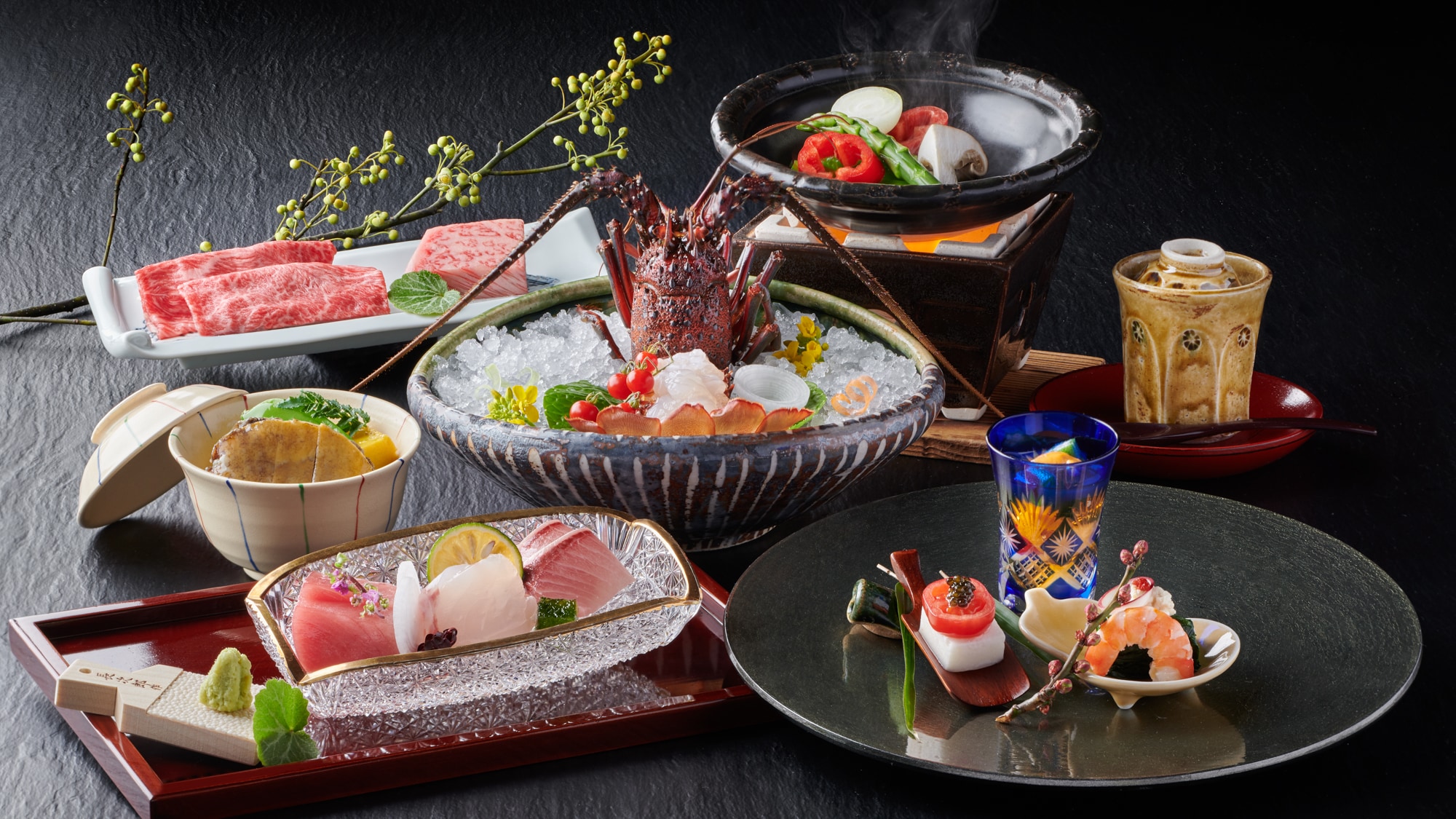 [Quality Kaiseki] Kaiseki dengan penekanan pada kualitas. Lobster berduri Ise Domestik, abalon (termasuk abalon dan daging sapi Matsusaka (foto adalah gambar)
