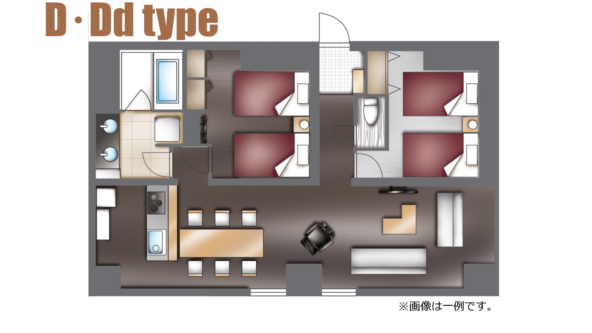 Example floor plan of a deluxe room *This is an example.
