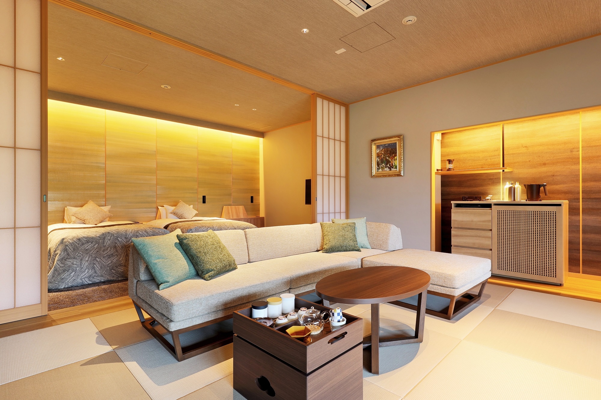 2nd floor sauna, open-air bath, Japanese-Western room with hot spring "Sousous" Living room
