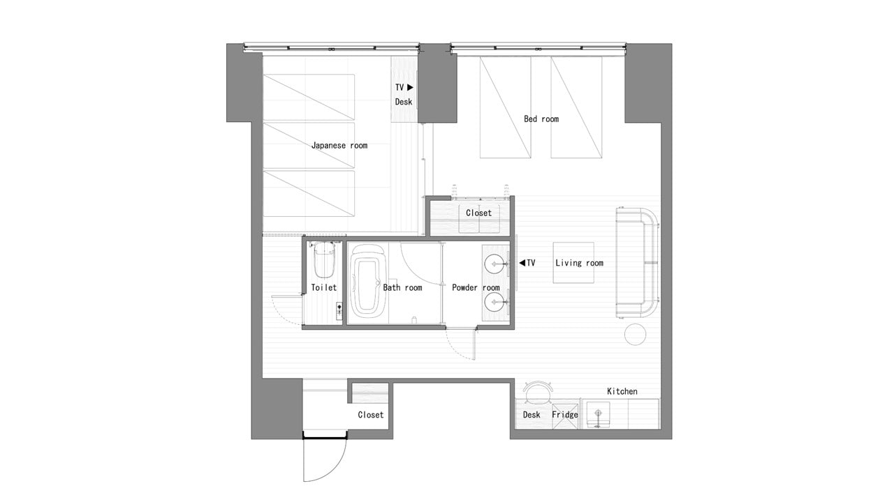 Sakura House Suite・Denah lantai kapasitas 5 orang (kamar 322).
