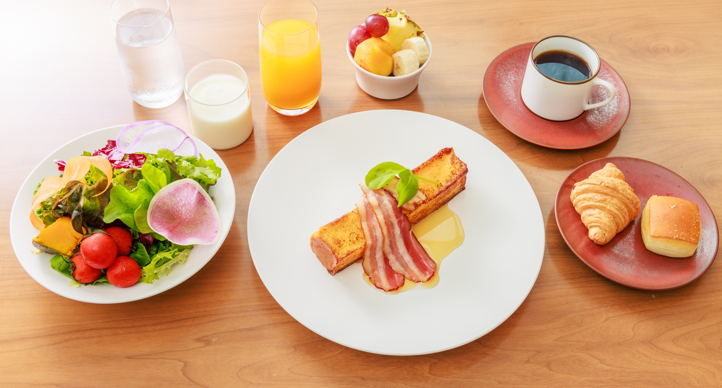 Breakfast: French toast and bacon