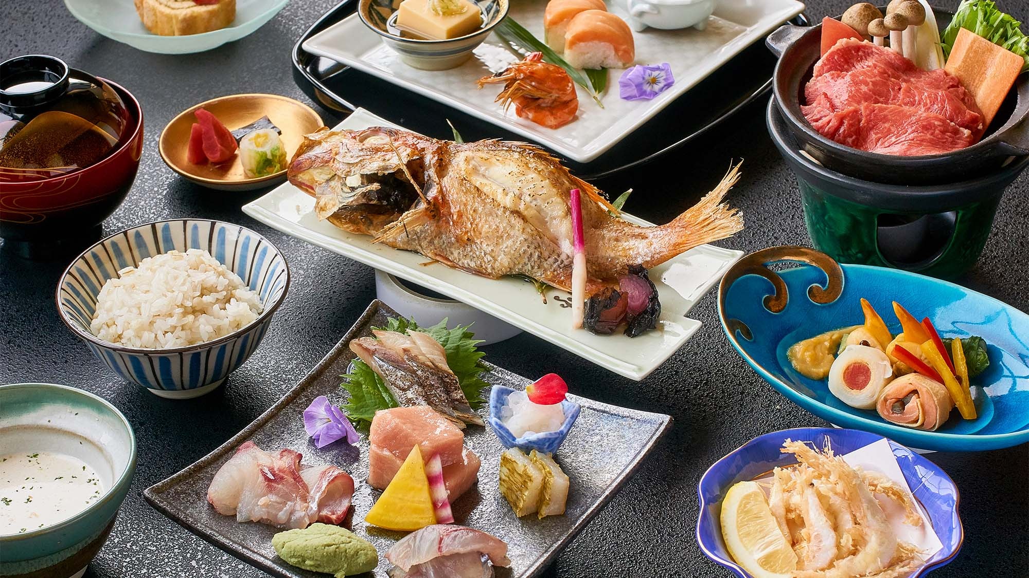 ・ [Nodoguro & White Shrimp enjoy Kaiseki] 整體示例