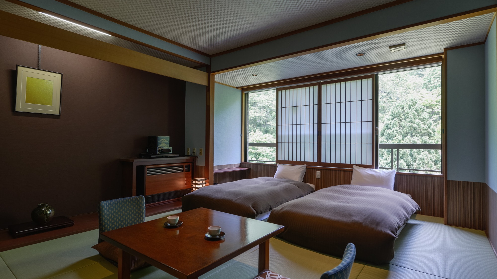[Kamar tamu di lantai 5-Yumeguri Club-tipe tempat tidur bergaya Jepang, 38㎡] Ruang Jepang yang canggih dan tempat tidur penyembuhan
