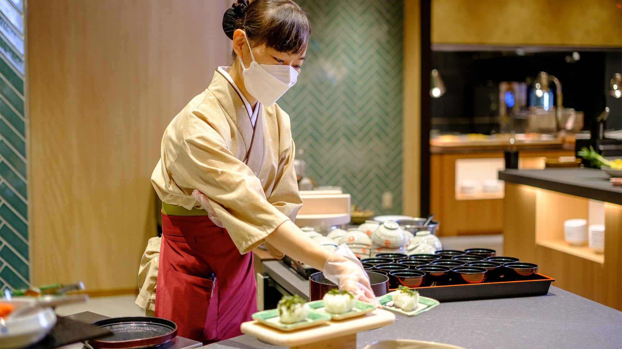 [Breakfast buffet] One of the main corners! ≪Tate-nigiri onigiri≫♪ Misasa rice is gently and deliciously made and served☆
