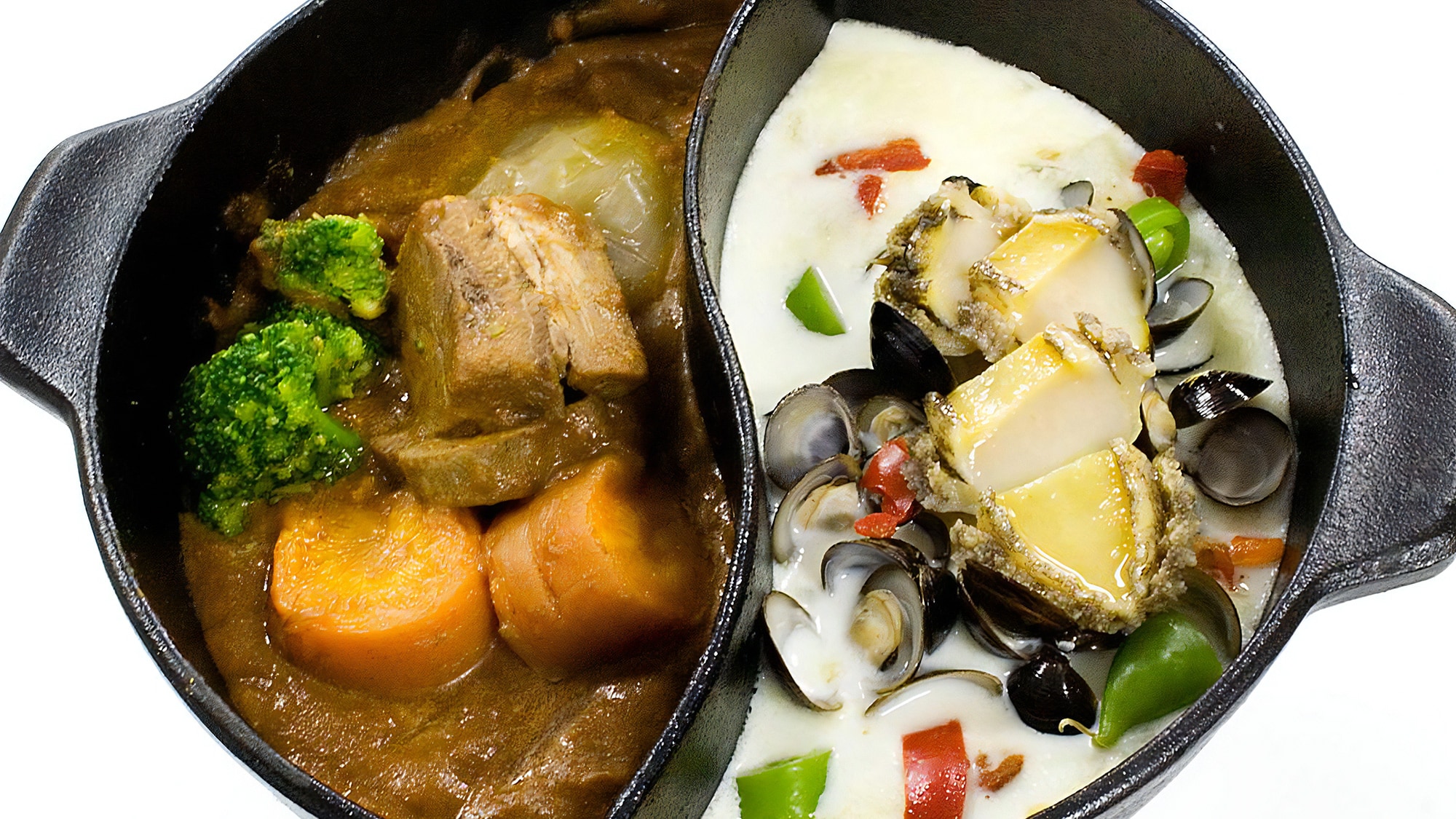 26_春_山の幸・海の幸会席_2色鍋