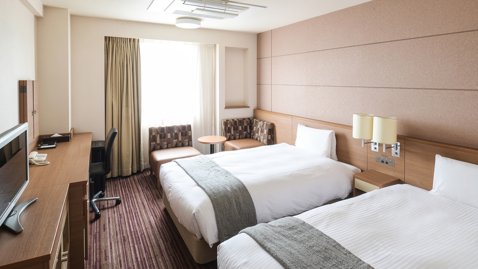 ③Phòng Superior Twin [Phía lâu đài Fukuyama] Chiều rộng giường 120cm x 2