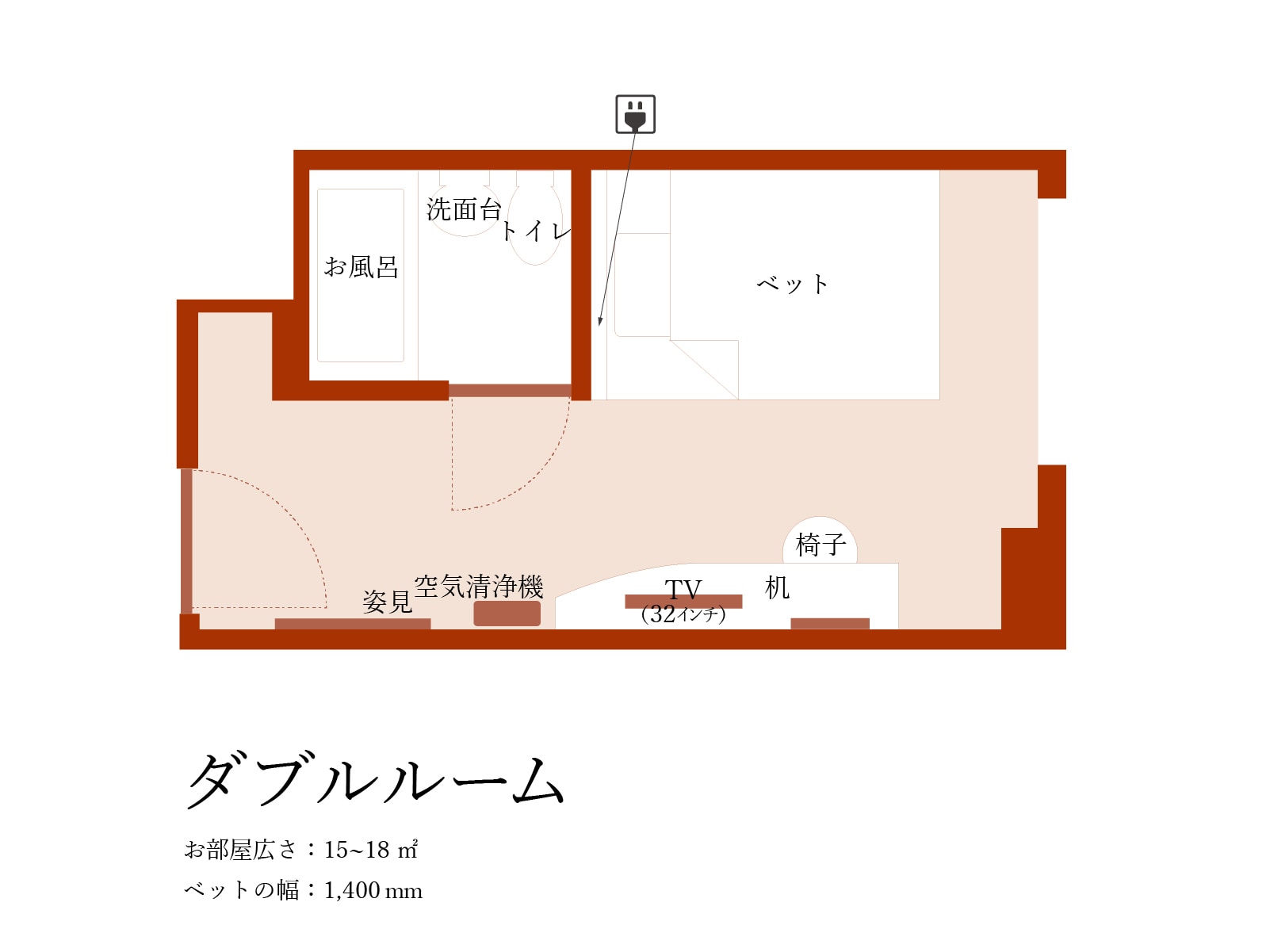 Double room floor plan (with works of art) Room details