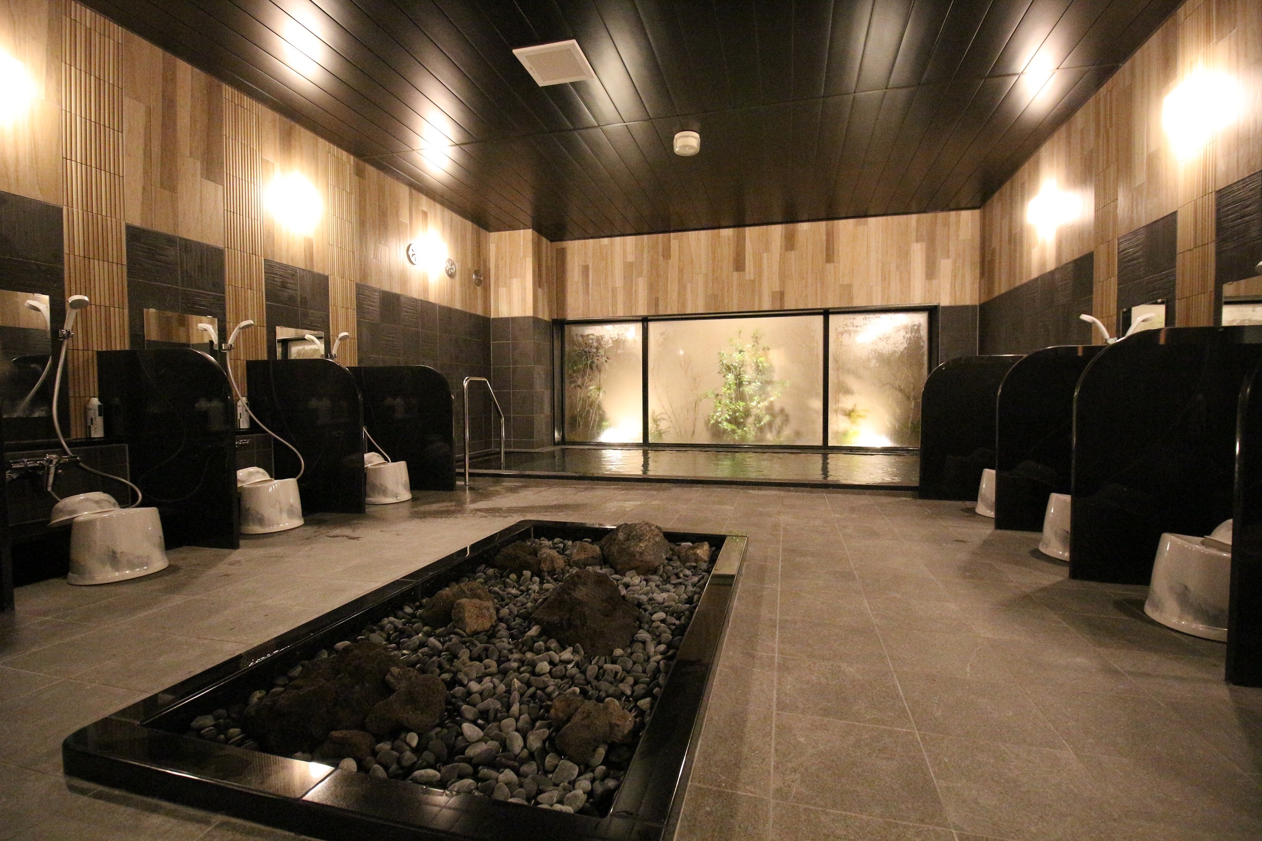 In the large communal bath