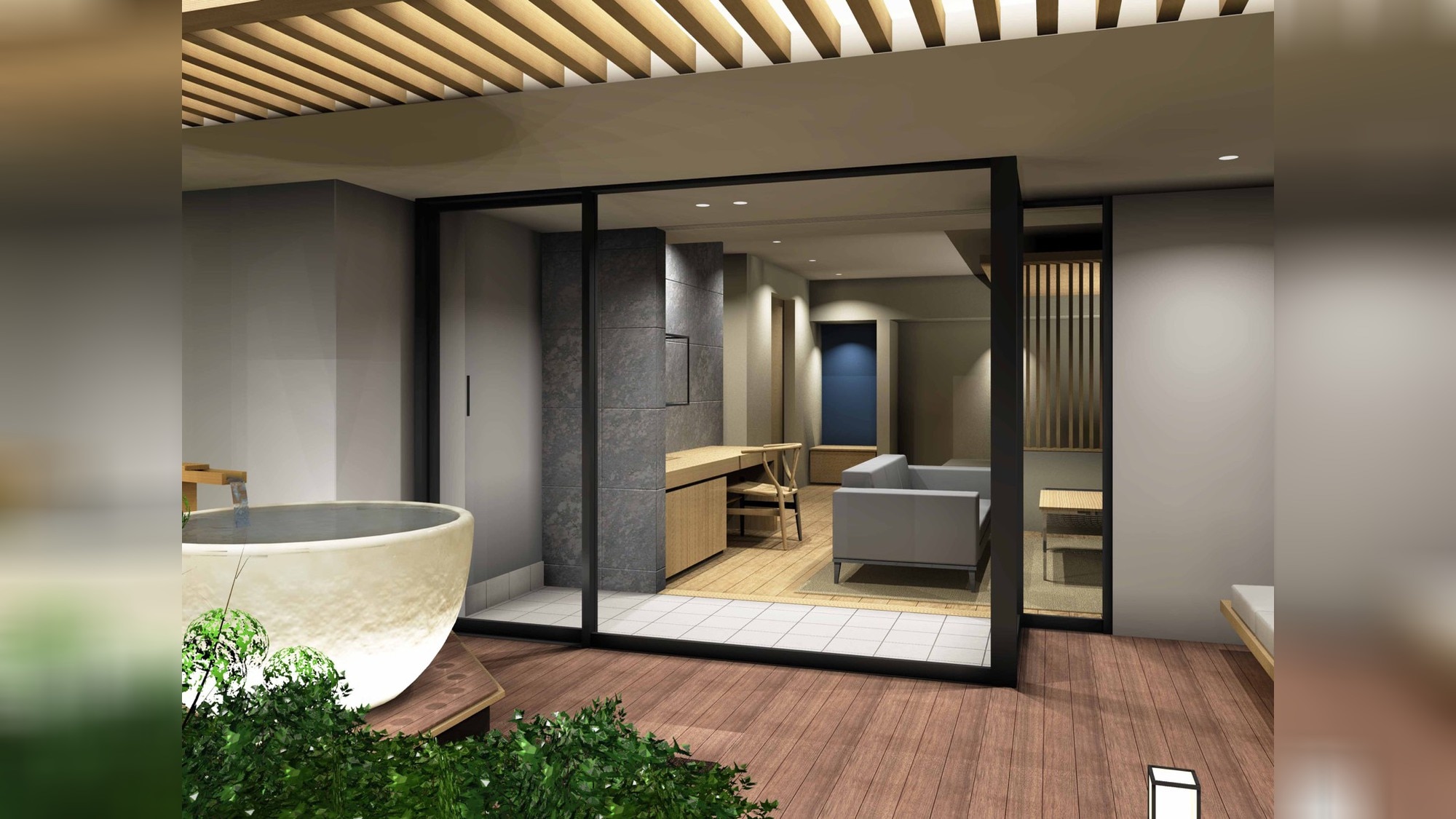 [Non-smoking] <Renewal> Superior Japanese-Western style room with open-air bath, Mt.