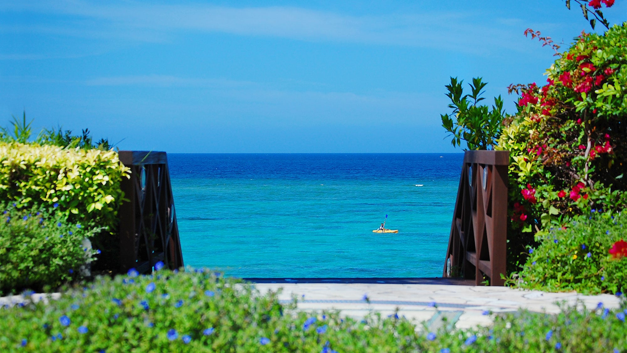 View of Nirai Beach from the patio