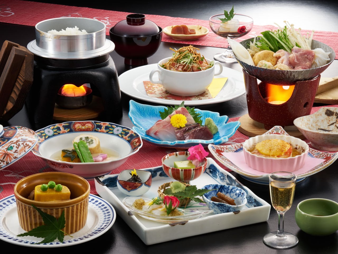 An example of Omakase Kaiseki (modest course)