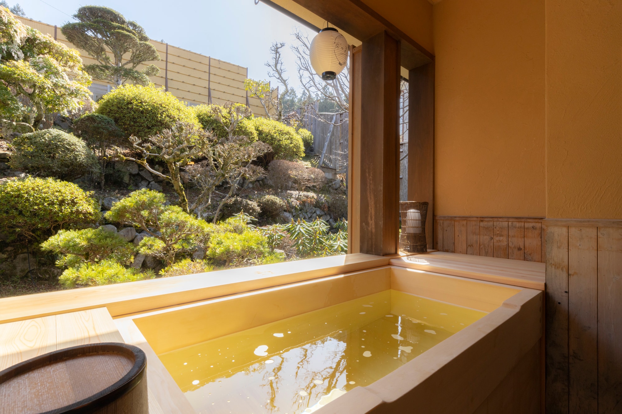 Renovated guest room open-air bath, Momo no Ma