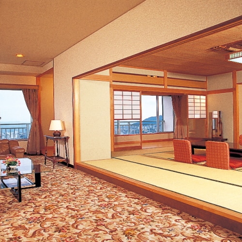 ตัวอย่างห้องพิเศษพร้อมวิวทะเล (ห้องสไตล์ญี่ปุ่น + ห้องสไตล์ตะวันตก)