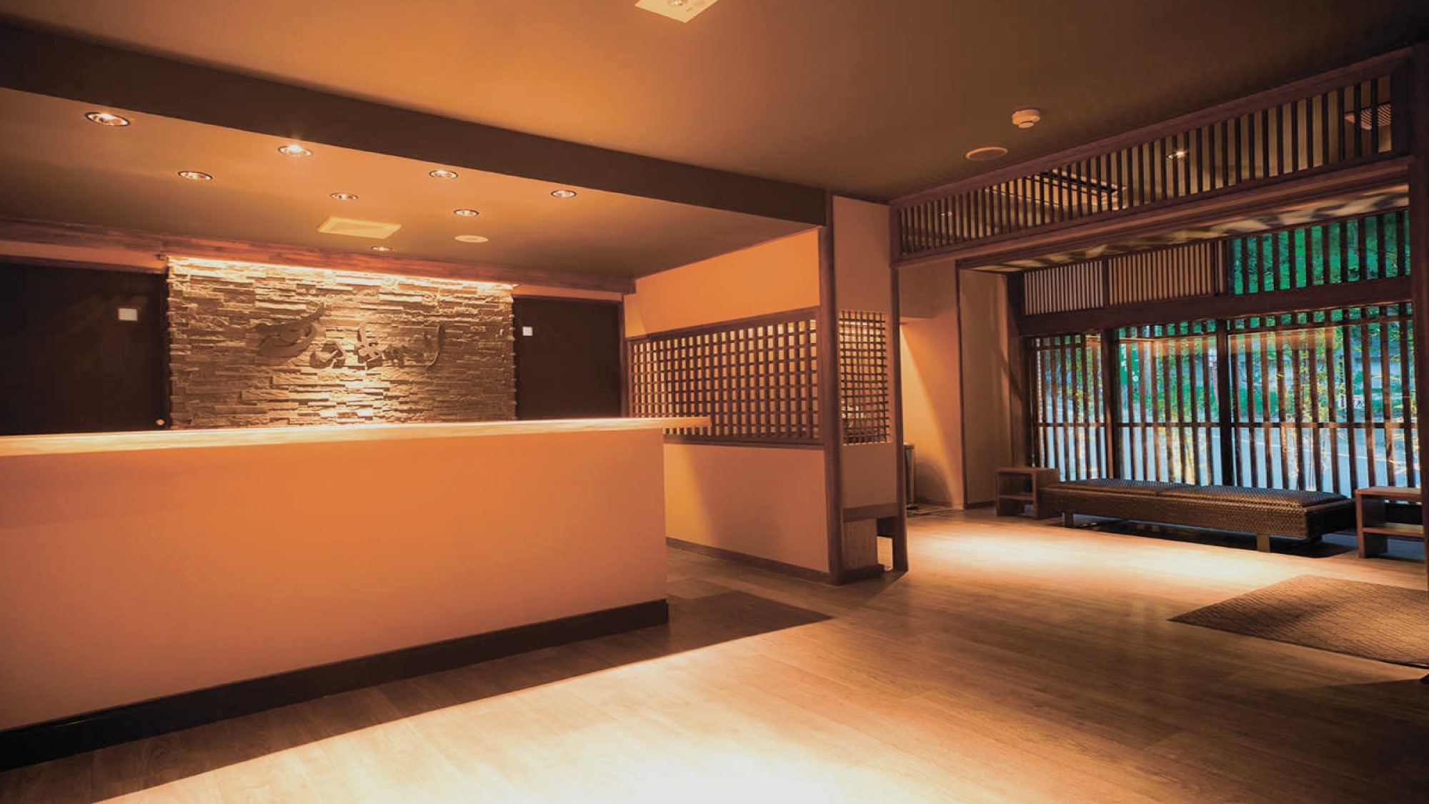 Gambar gambar dari lobi depan Aizu Higashiyama Onsen "Tsuki no Akari"